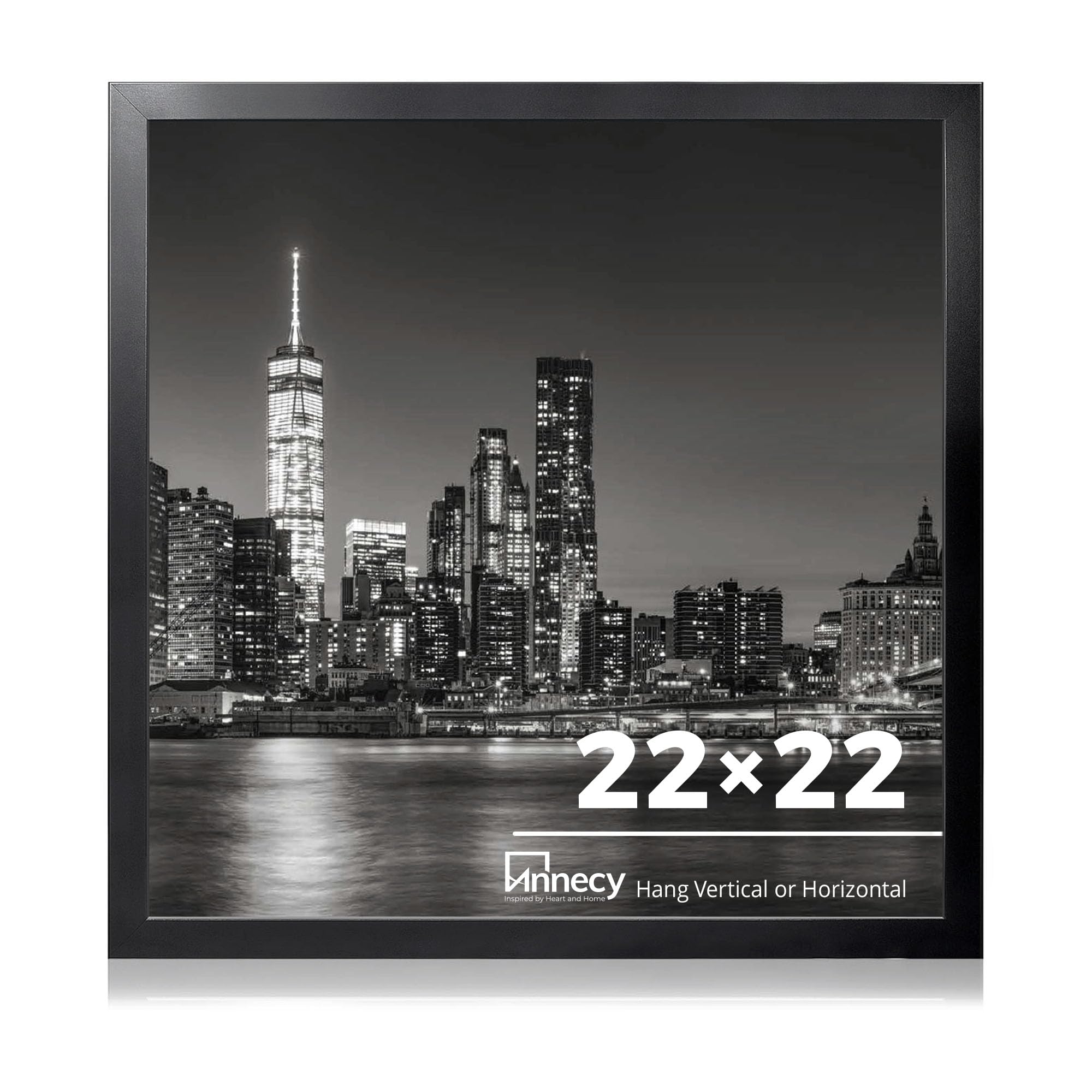 Annecy 22x22 Picture Frame Black(1 Pack), 22 x 22 Picture Frame for Wall Decoration, Classic Black Minimalist Style Suitable for