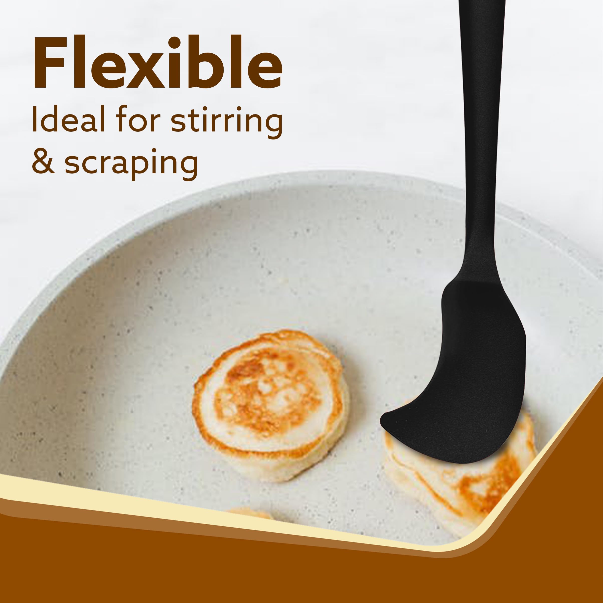 AGARO Deluxe Silicone Spatula Set of 3, Heat Resistant, Cooking, Baking and Mixing, Non-Stick Cookware, BPA Free, Seamless Desig