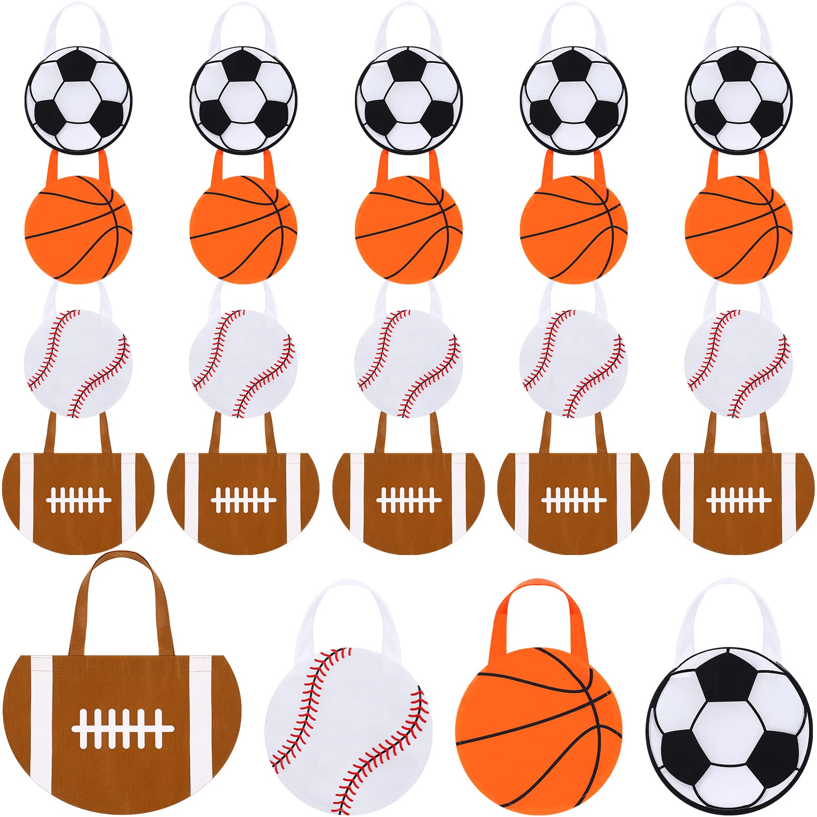 Shihanee 24 Pcs Sport Party Favor Bags Ball Themed Party Goody Candy Bags Sport Game Treat Handbags Baseball Football Basketball