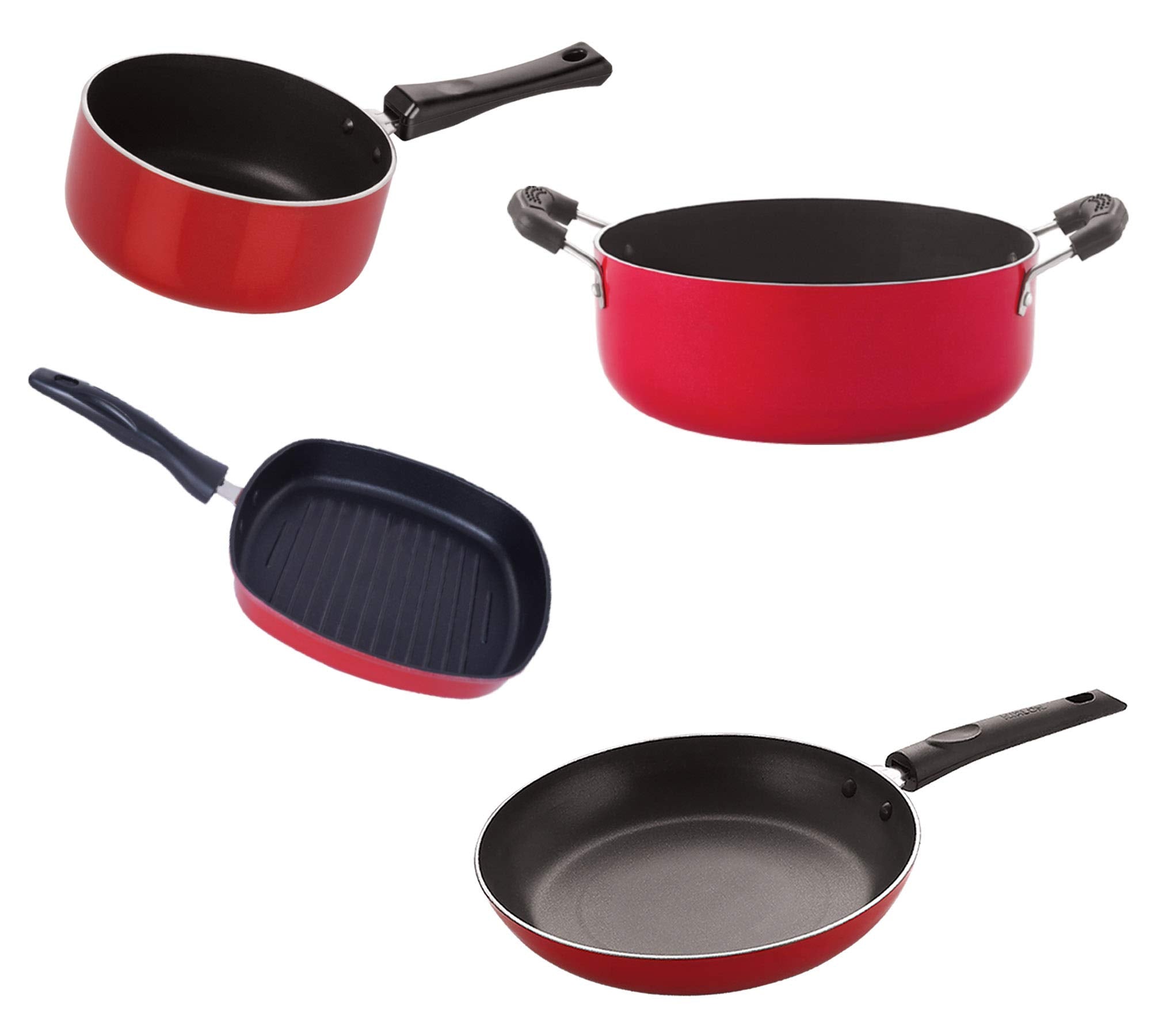 Nirlon Non Stick Coated Heat Resistance Pfoa Free Aluminium Kitchenware Gift Set Of 4 Pieces (2.6Mm_Sp(M)_Gp(24)_Cass22_Tp24)