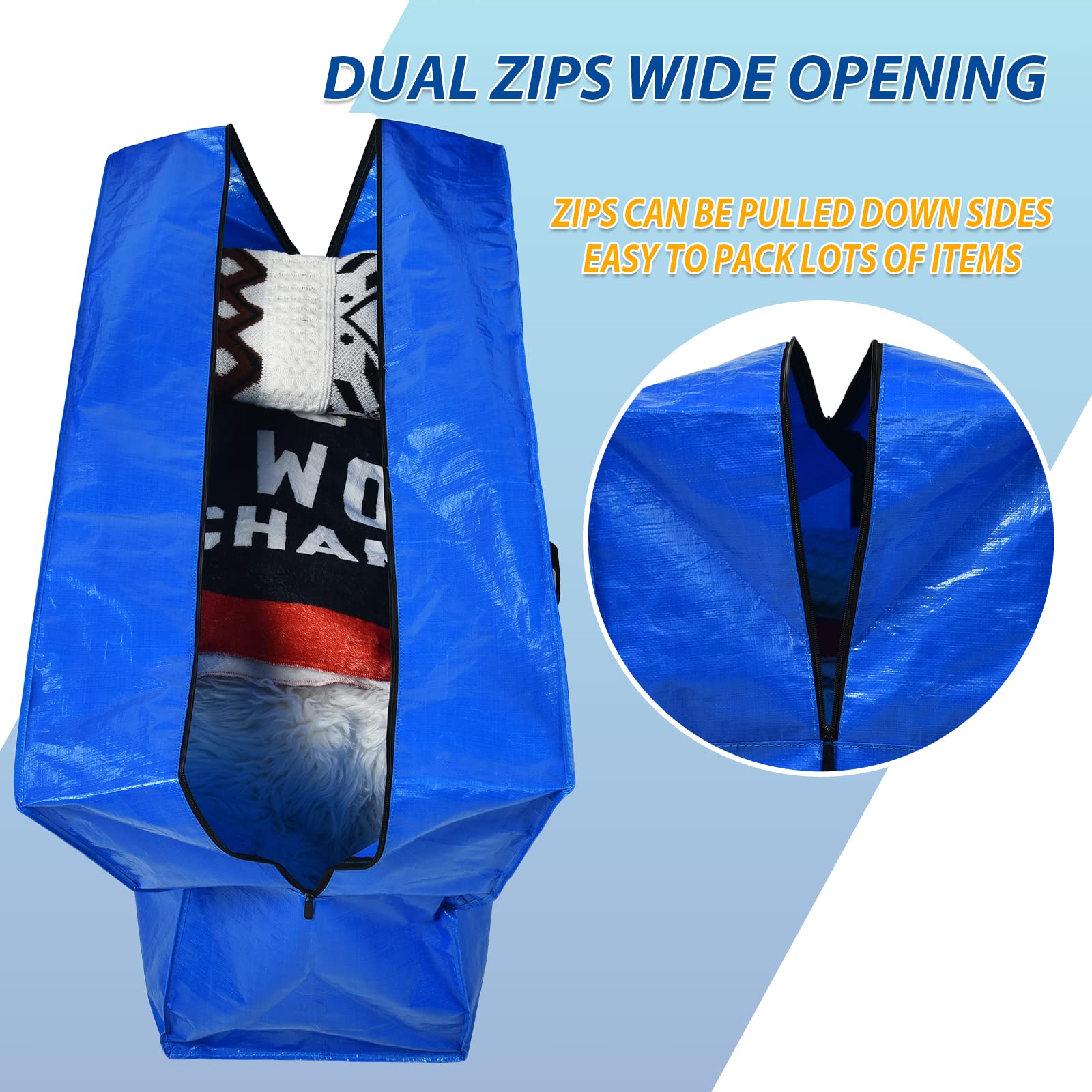 155 Gallon Extra Large Storage Bags, Zippered Outdoor Cushion Furniture Storage Bag with Handles,Jumbo Large Moving Bags Heavy D