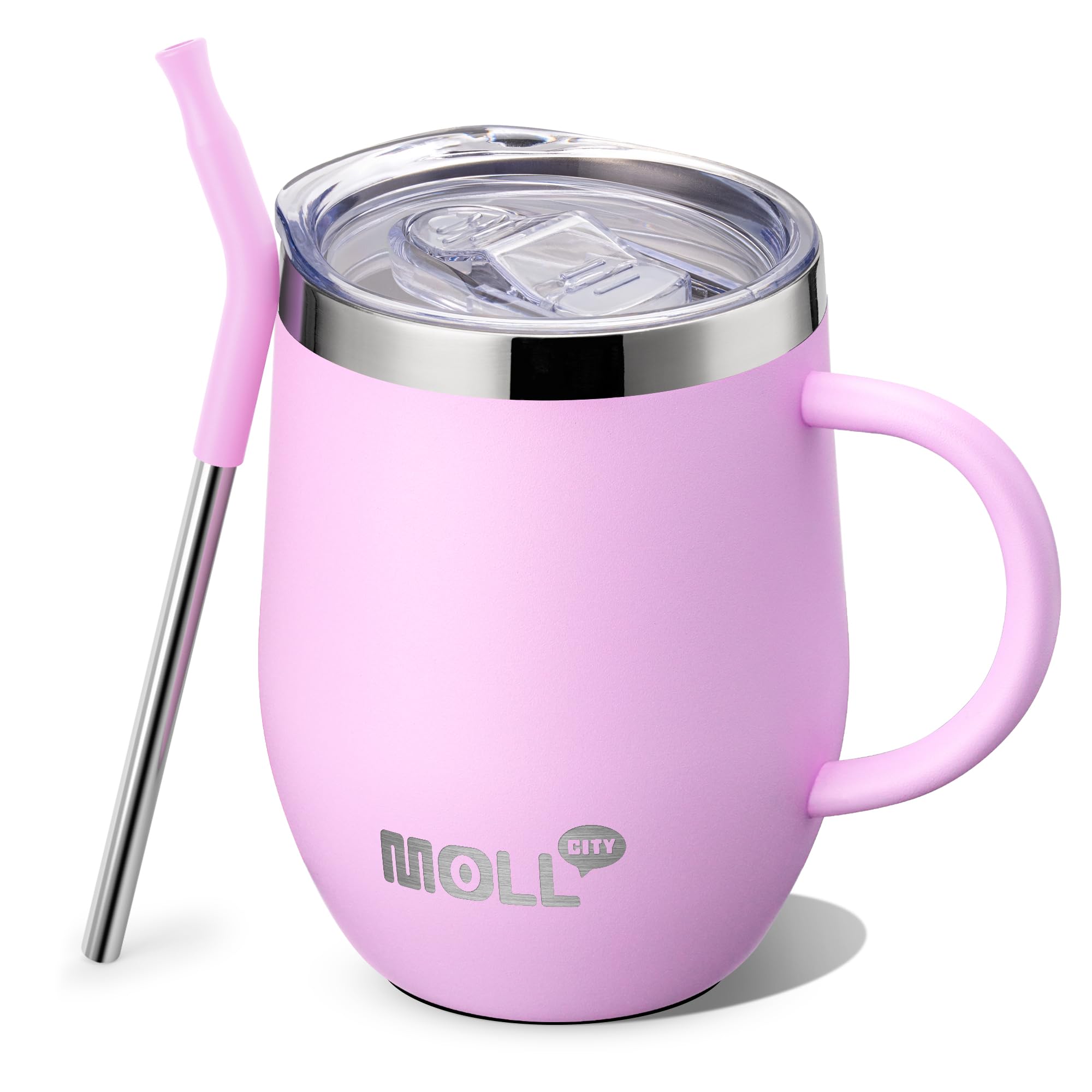 Mollcity Tumbler With Handle,12 Oz,Purple Pink
