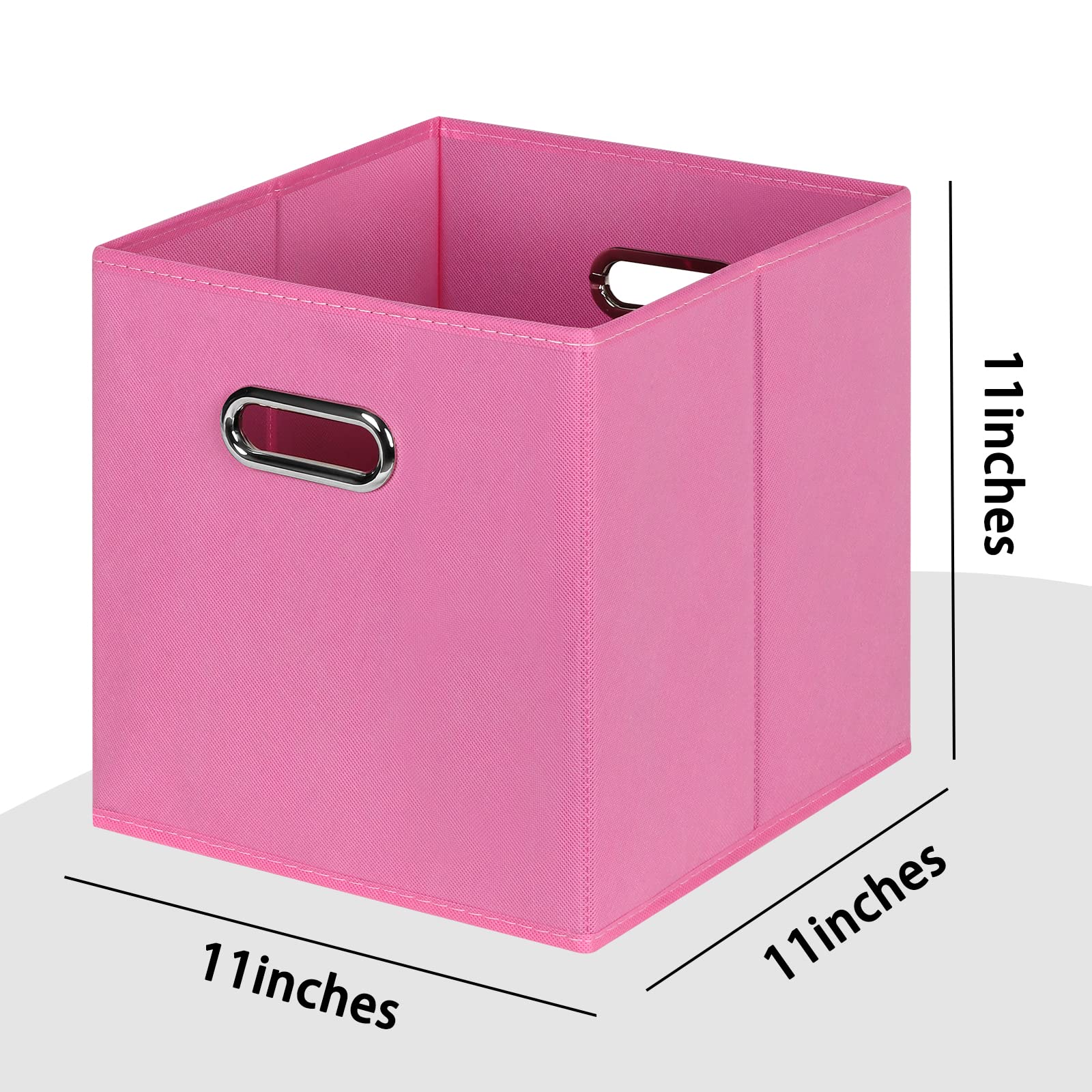 Heayeeg Black Foldable Storage Cubes Bins, Fabric Storage Box Cubes Organizer Baskets With Dual Handles For Home Organizer(Pink)