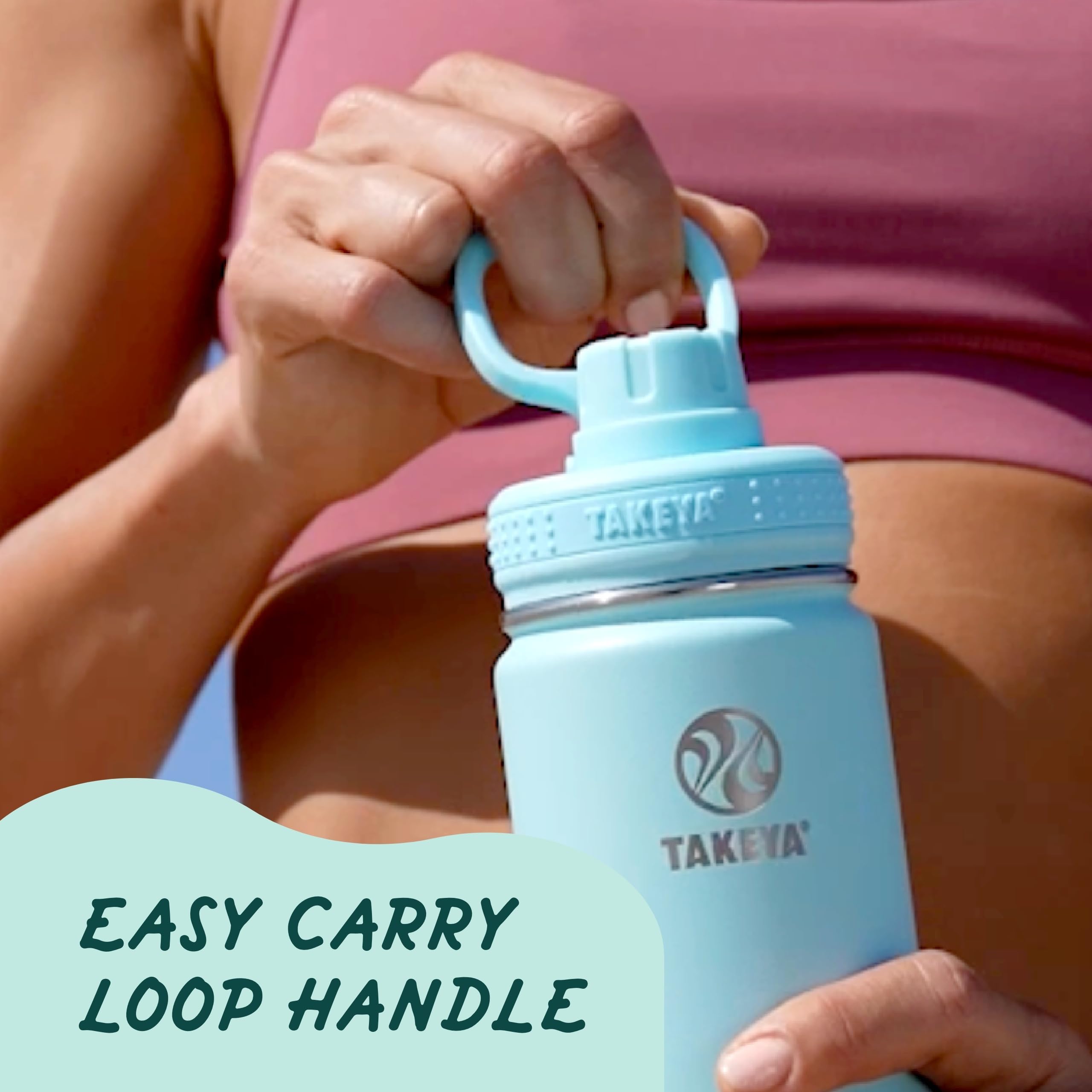 Takeya Actives Water Bottle with Spout Lid - Bottle with Double Stainless Steel Insulation - Dishwasher Safe & BPA-Free - Bottle