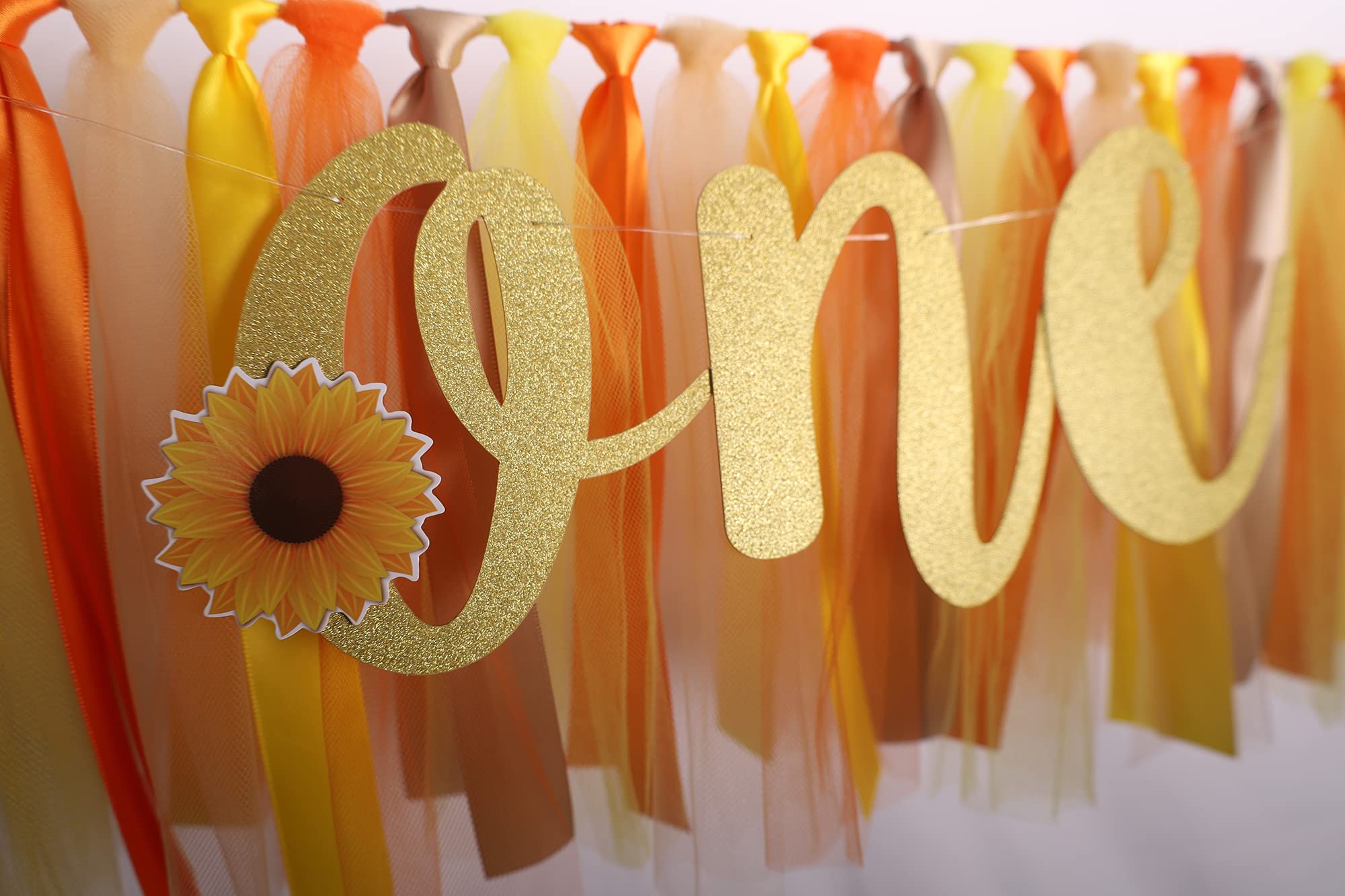 Sunflower Highchair Banner Decoration For Baby - Party Theme Pull Flag, High Chair Fabric Garland, 1St First Birthday Banner, Ph