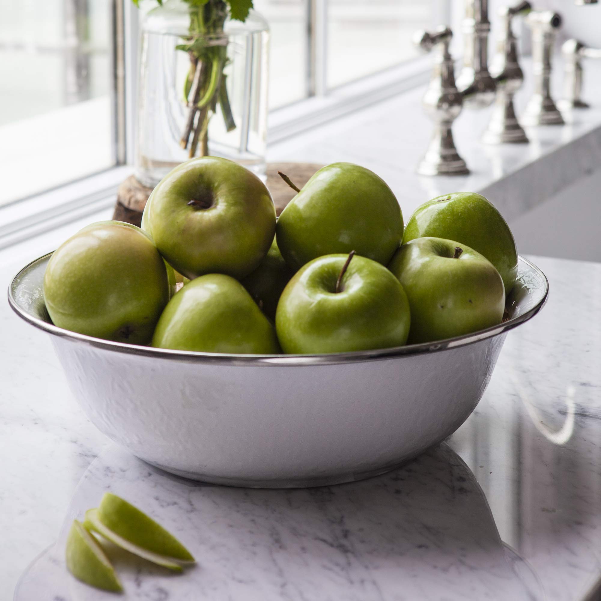 Golden Rabbit Enamelware - 4Qt Serving Bowl (Solid White)