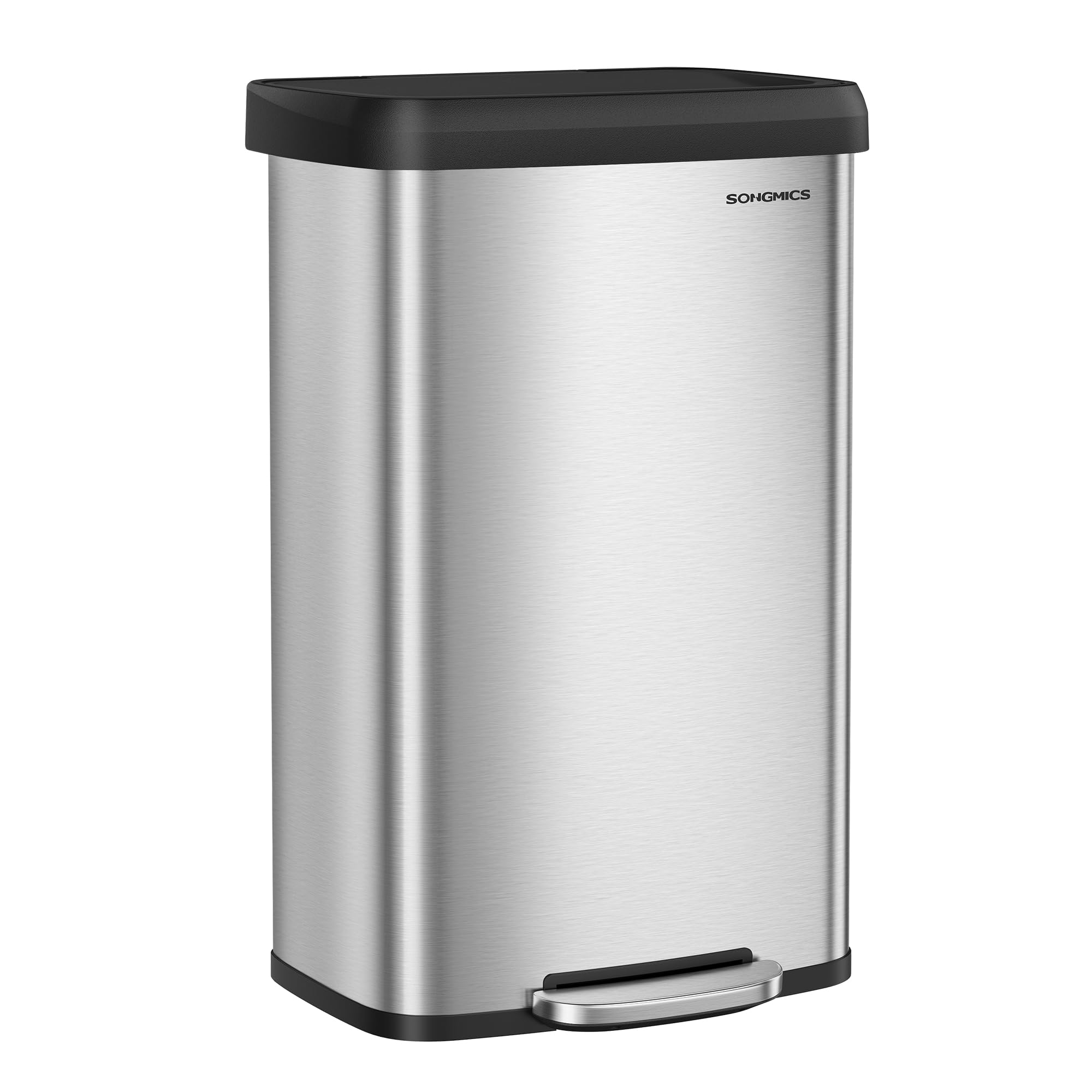 SONGMICS Kitchen Trash Can, 21 Gallon (80 L) Stainless Steel Garbage Can, with Stay-Open Lid and Step-on Pedal, Soft Closure, Ta