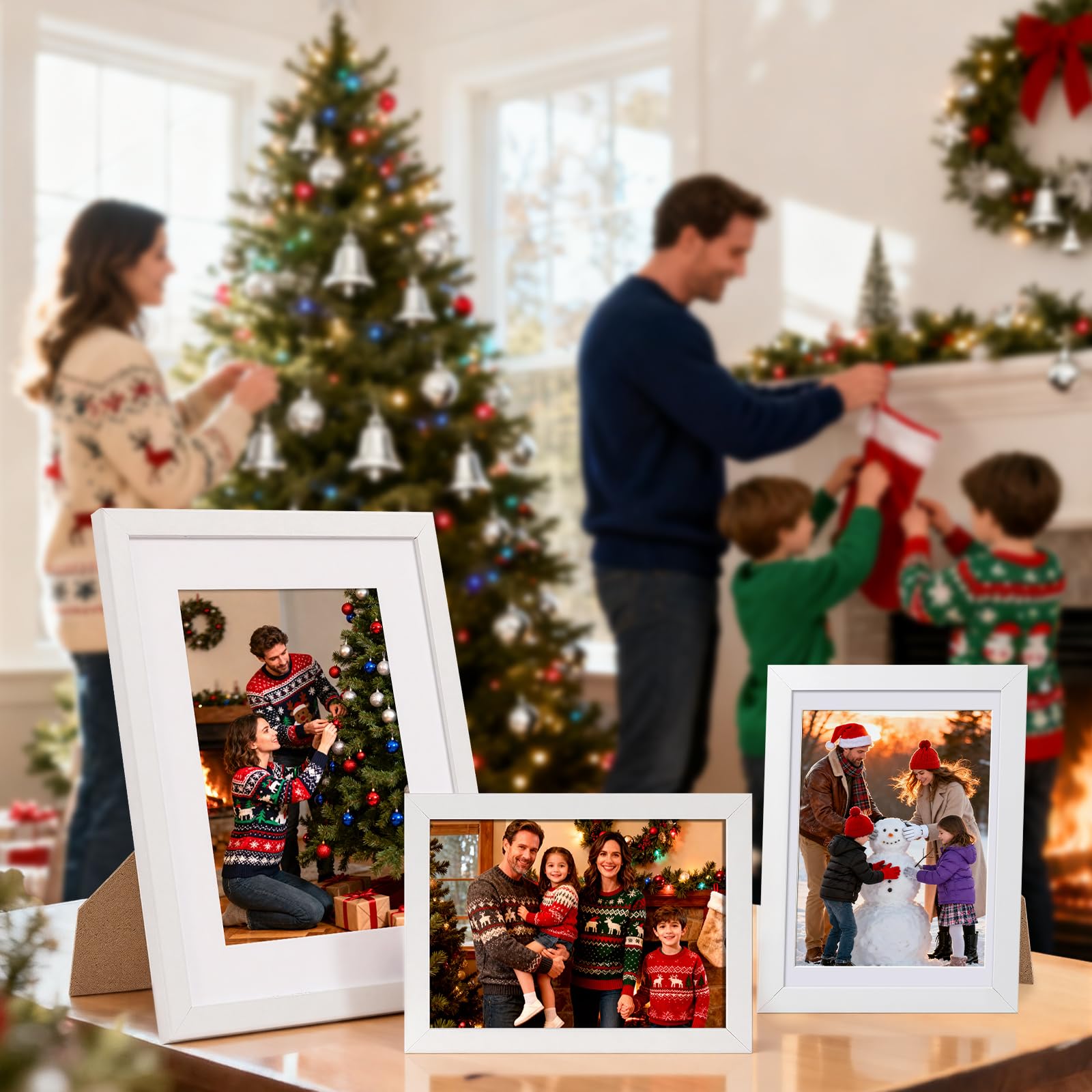 HappyHapi 8x10 Picture Frames, Red Frames with Black Mat, Wall or Table Display Pictures 5x7 with Mat or 8x10 without, 2 Pack