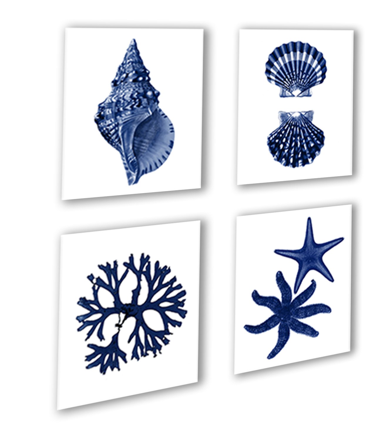 Gnosis Picture Archive Navy Blue Beach Wall Art Decor Set Of 4 Unframed Prints Coastal Home Decor