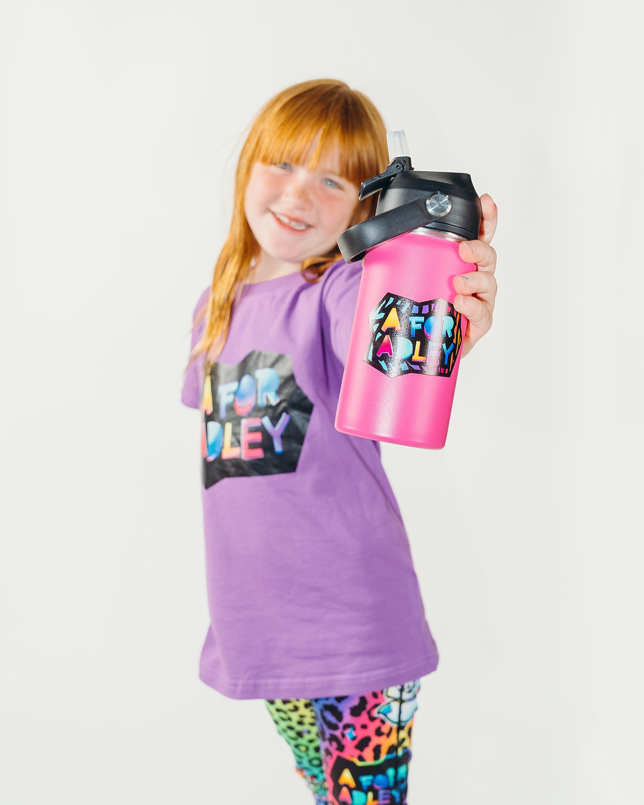 A For Adley Merch Official Product Adley'S Super Cold And Colorful Neon Rainbow Water Bottles For Fun, School, Travel Or Anytime