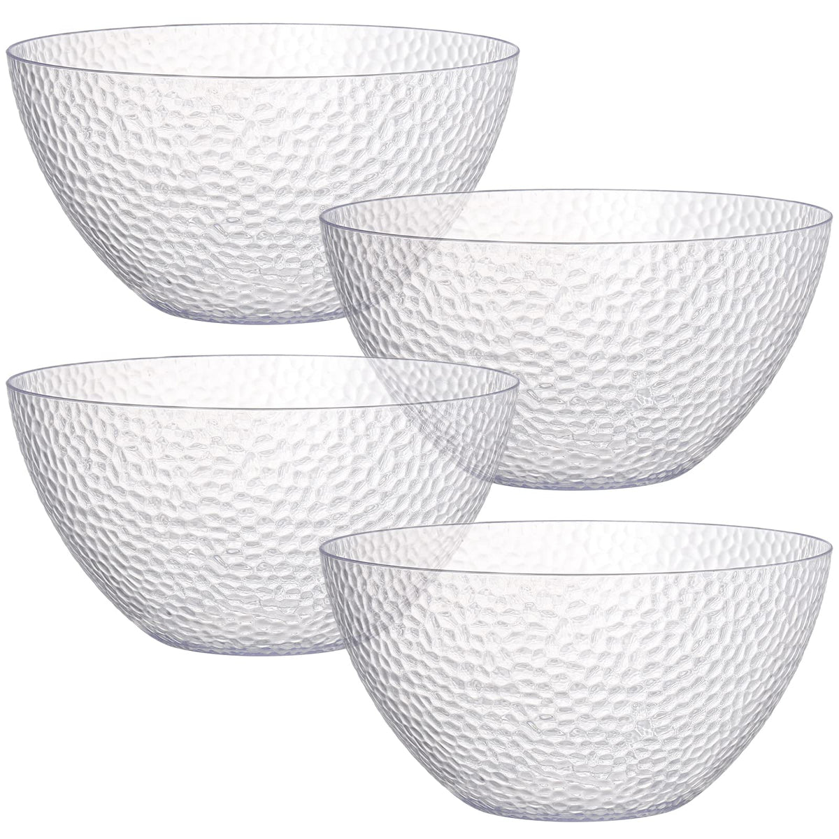 Suwimut 4 Pack Clear Plastic Serving Bowls For Parties, 135 Oz Large Round Disposable Plastic Snack Or Salad Bowl, Clear Chip Bo