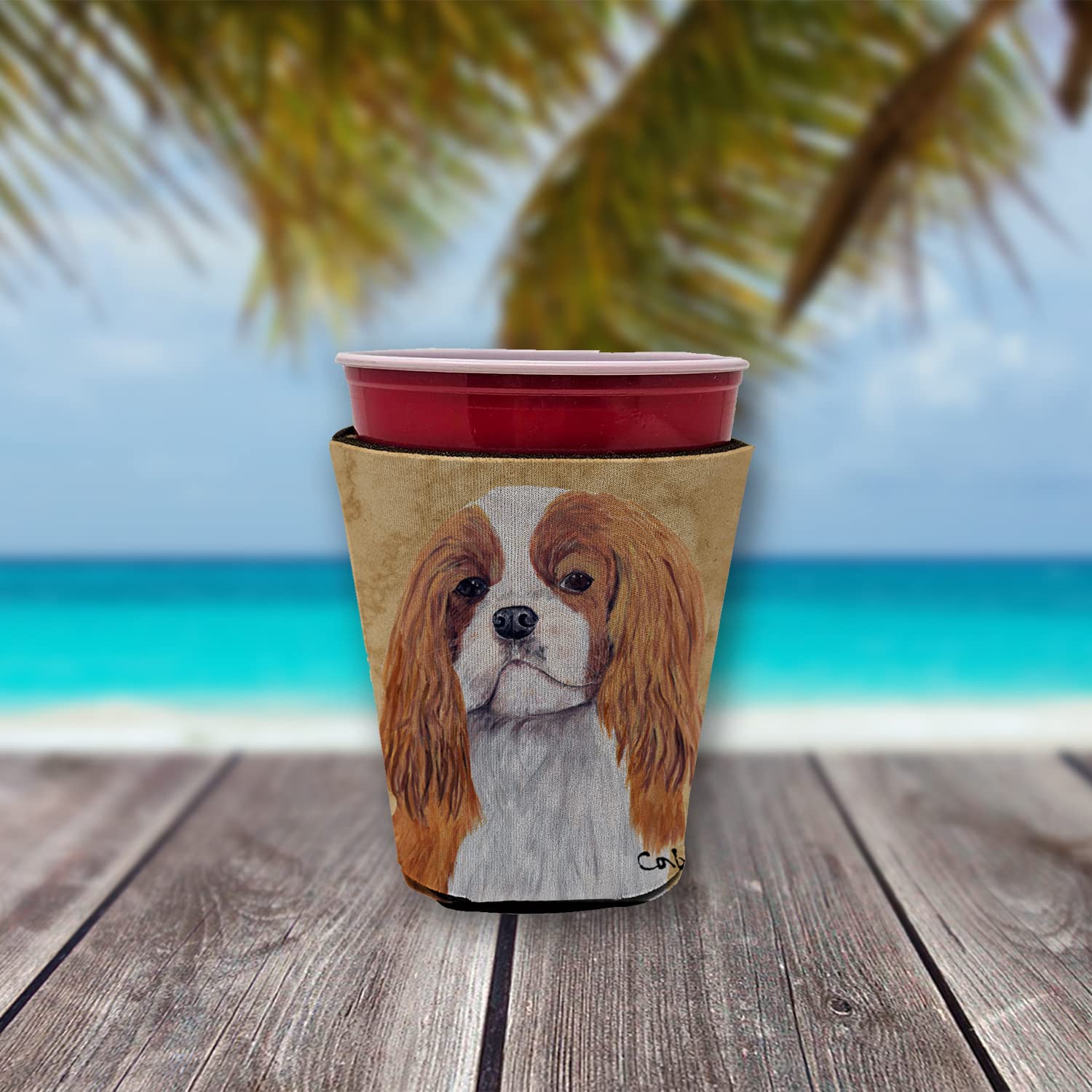 Cavalier Spaniel Red Solo Cup Beverage Insulator Hugger