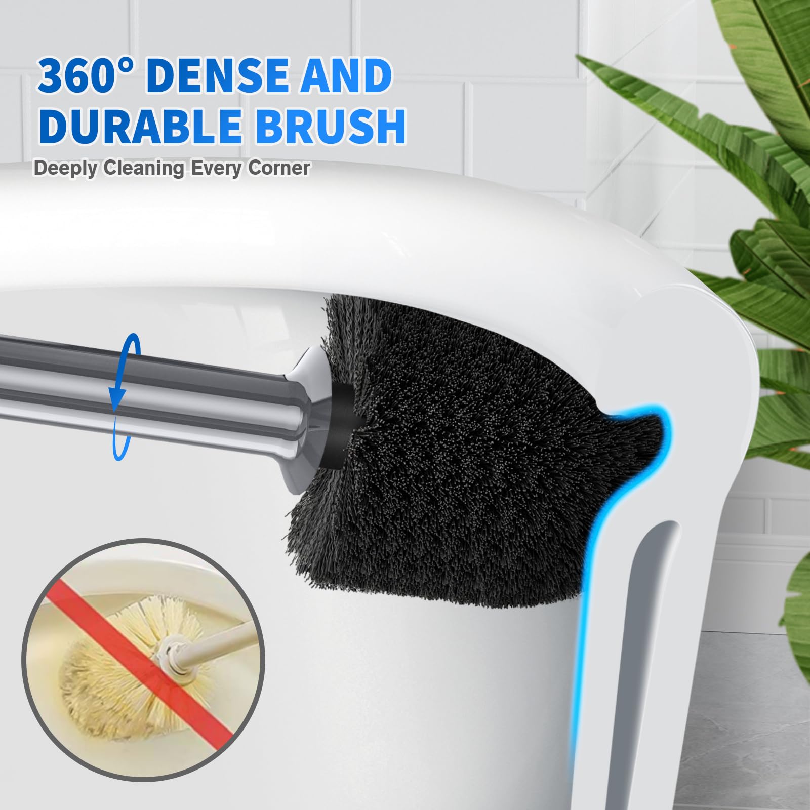 Lovloy Toilet Plunger And Brush, Bowl Brush And Heavy Duty Toilet Plunger Set With Ventilated Holder, 2-In-1 Toilet Brush And Pl