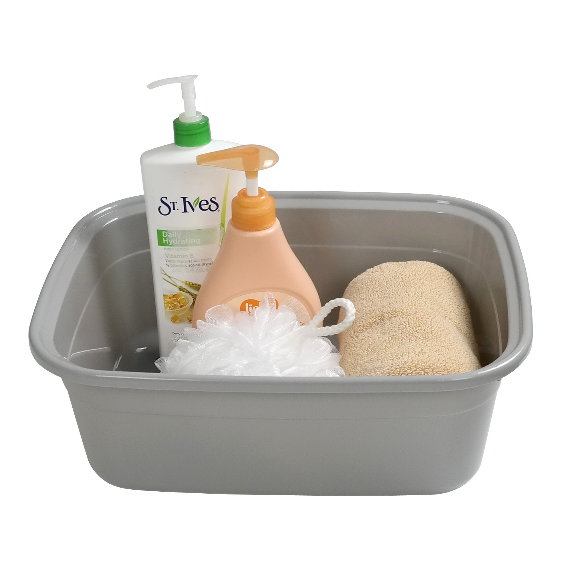 Begale 14 Quart Rectangular Dishpan Basin For Washing Dishes, Set Of 4, Grey