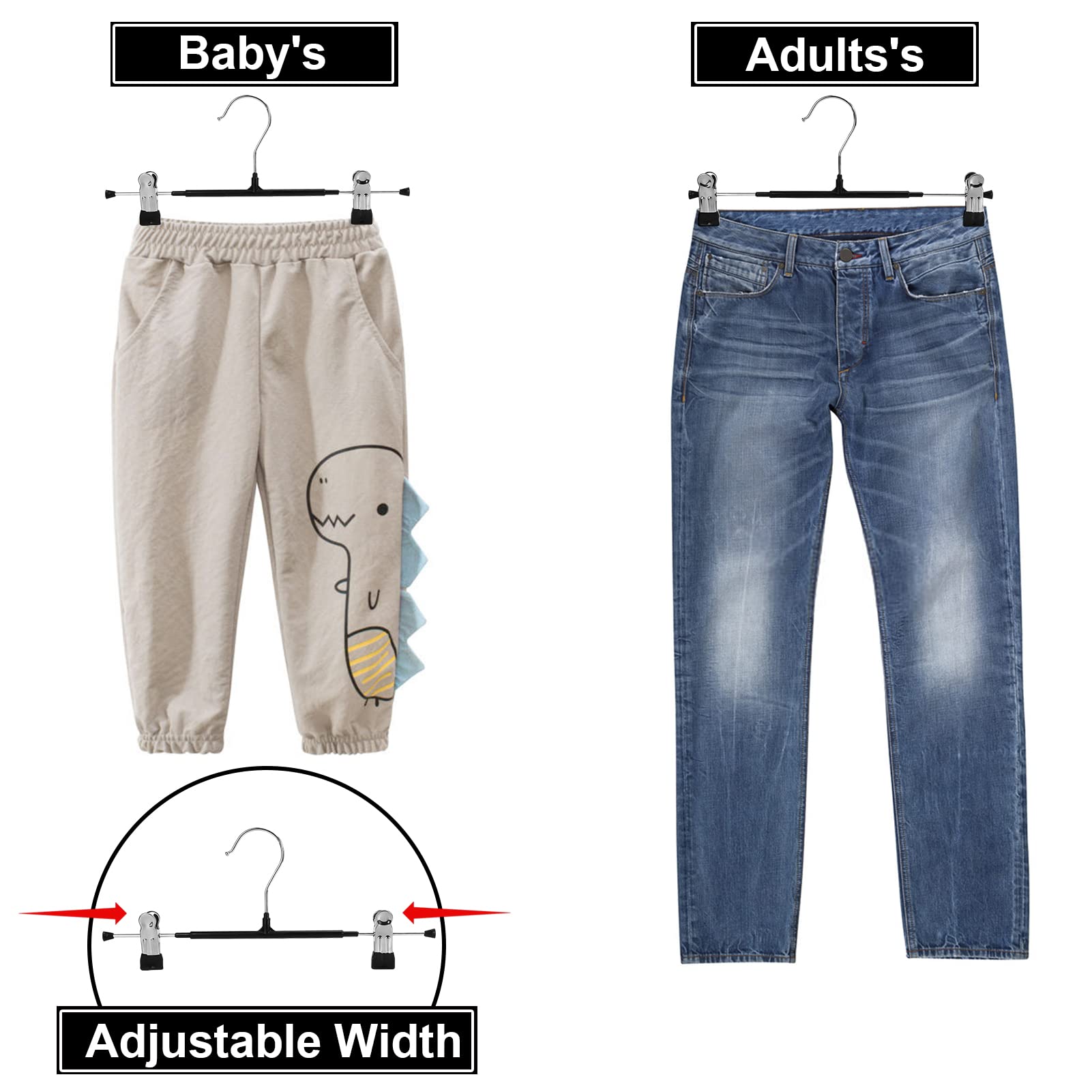 30 Pack Pant Hangers With Clips - Pozean Skirt Hanger With Adjustable Clips, Clip Hangers Space Saving For Pants, Skirts, Jeans,