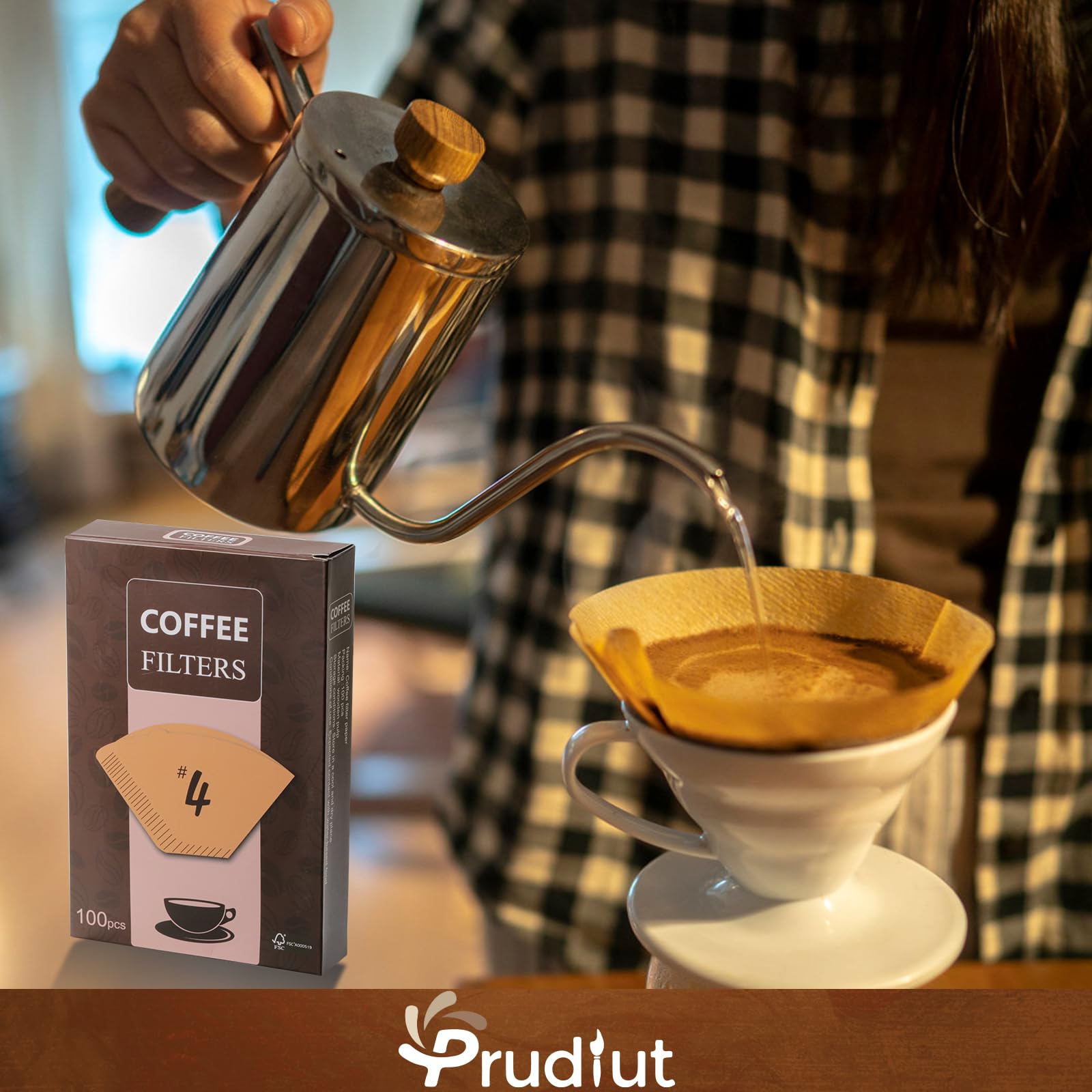 200 Count #4 Cone Coffee Filters 8-12 Cups, Disposable Coffee Filters 4 Cone Paper Unbleached Natural 4 Filters Paper Compatible