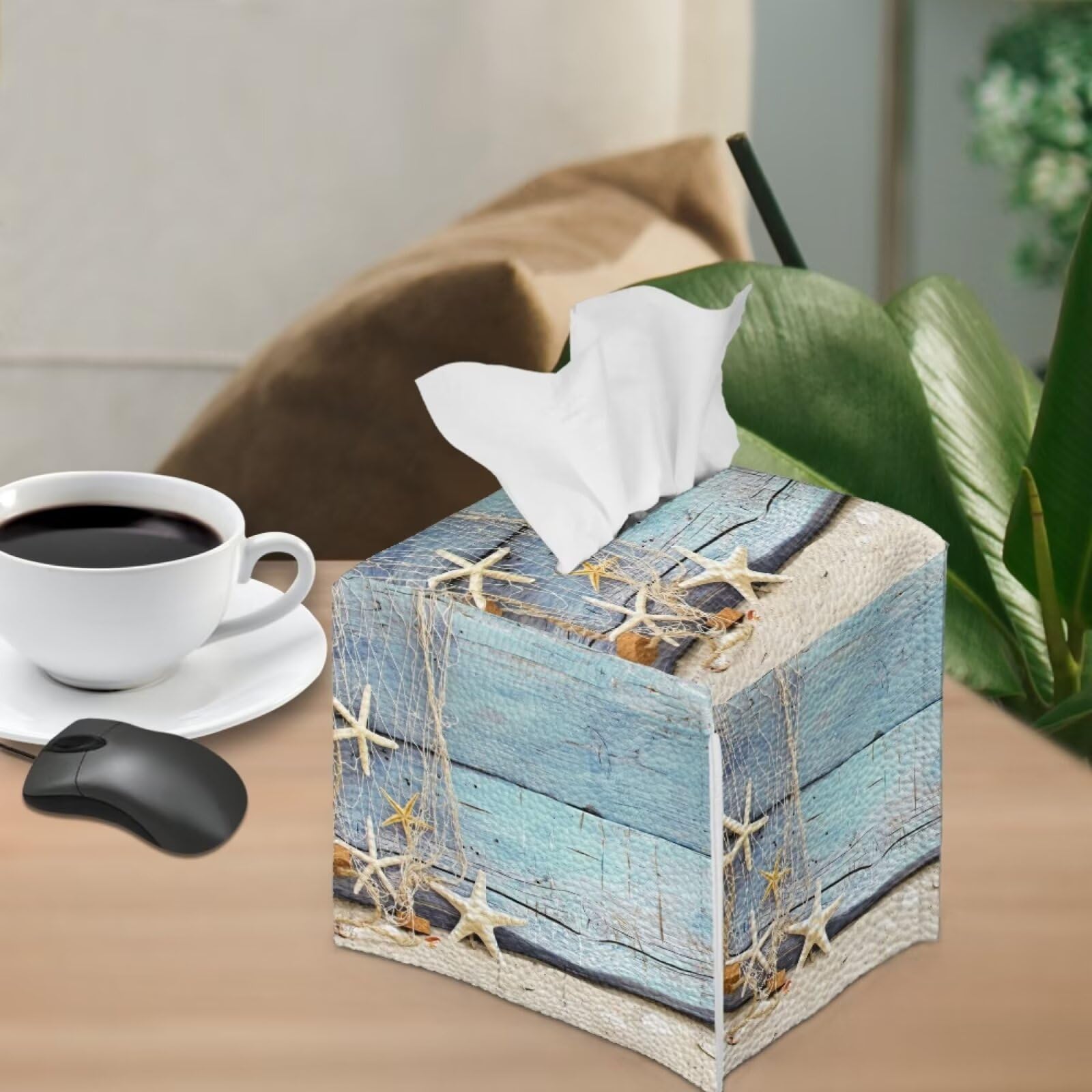 Tutolipy Tissue Box Holder Square Tissue Box Cover Facial Tissue Box Covers Cube Napkin Organizer Dispenser For Bedroom Office B