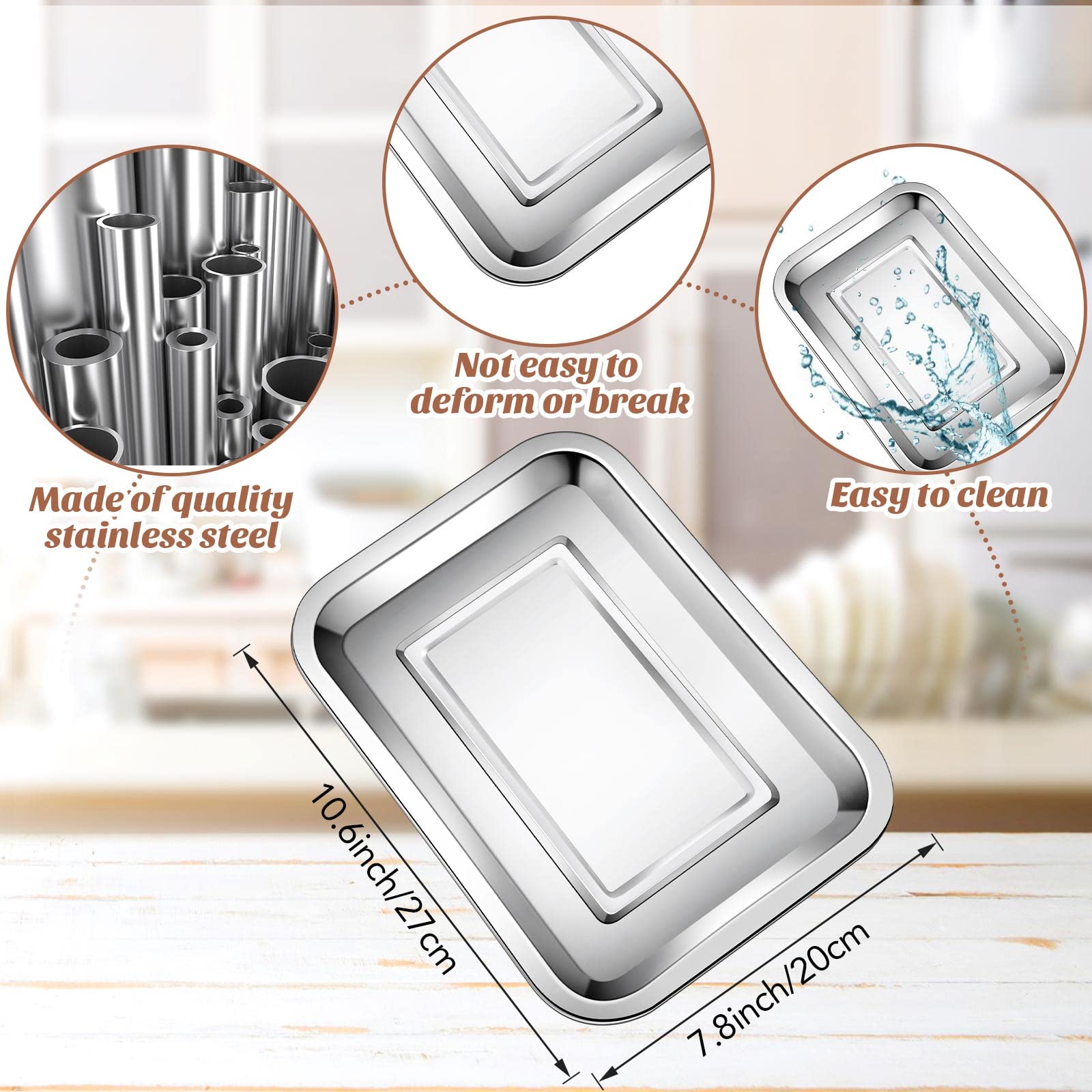 20 Pieces Baking Sheets Baking Tray For Oven Stainless Steel Nonstick Cookie Sheet Baking Pan Toaster Oven Tray 11 X 8 X 0.8 Inc