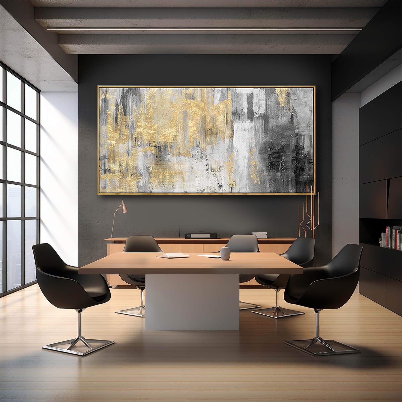 Home Decor Large Wall Art Gold Abstract Art 30''X60''Black Wall Decor Living Room Framed Artwork Paintings For Office Bedroom Di