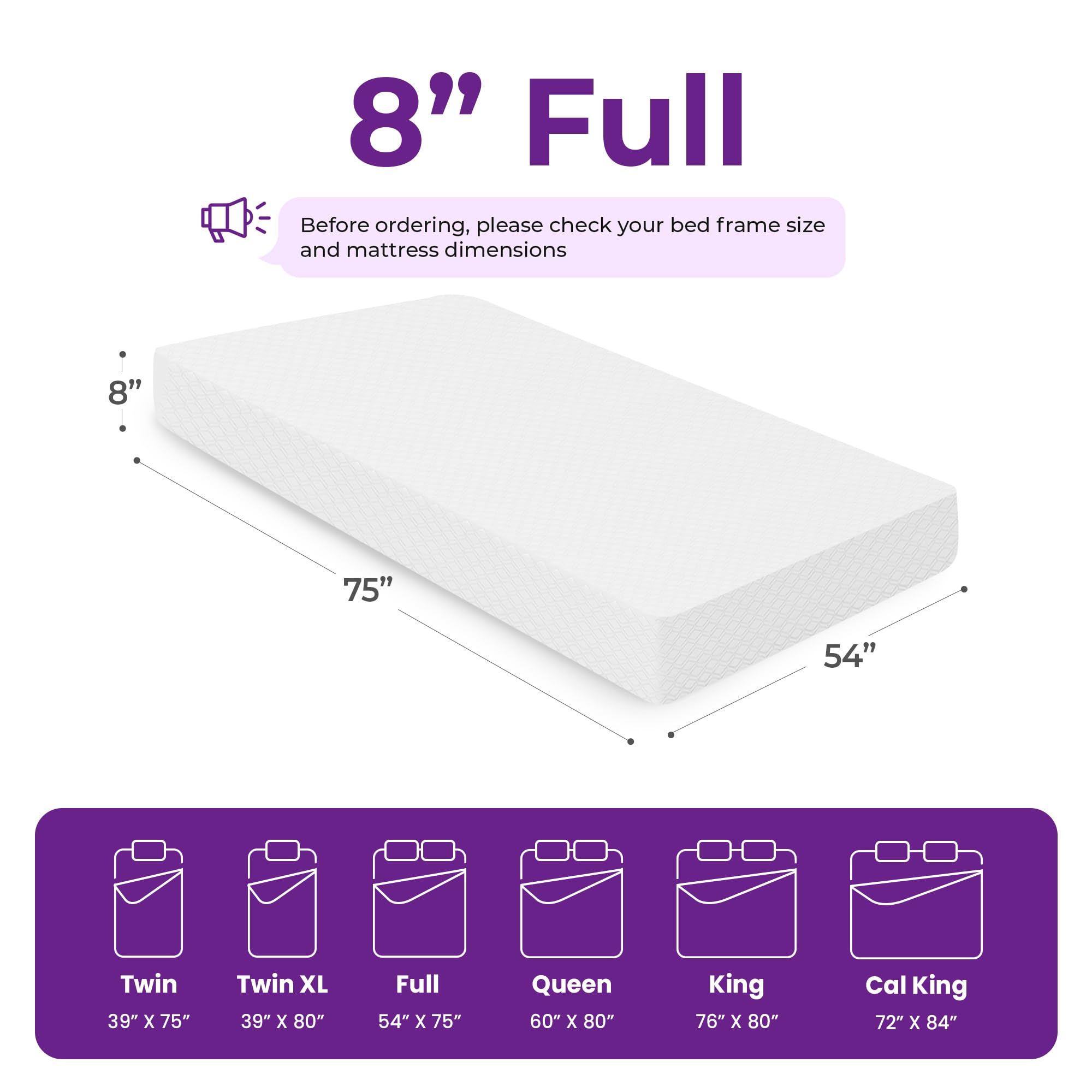 Gaeste 8 Inch Full Cooling Gel Memory Foam Mattress For Cool Sleep Medium Firm Certipur-Us Certified Mattress In A Box Pressure