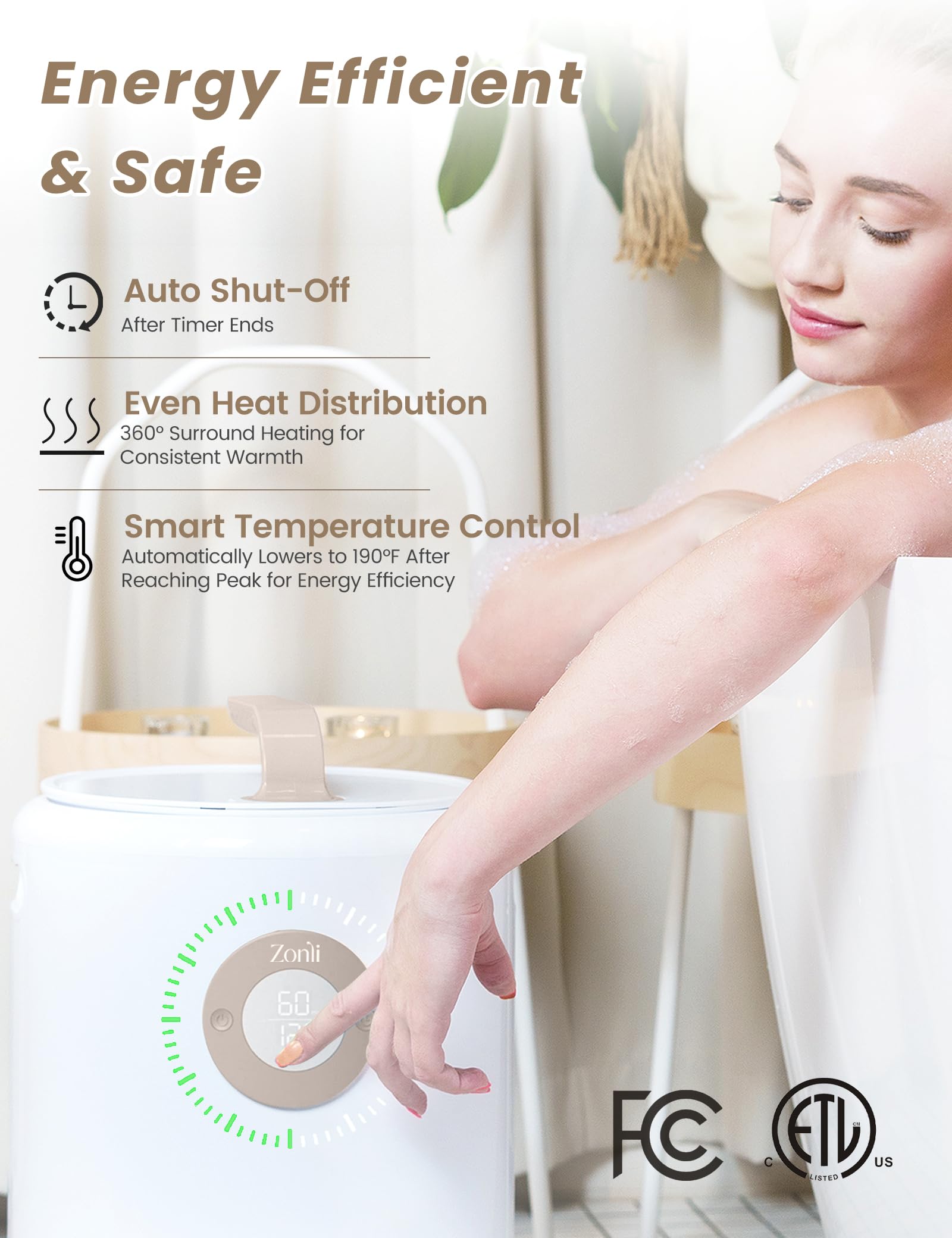 Zonli Towel Warmer, Large Towel Warmers For Bathroom, Luxury Hot Towel Warmer For Spa, With Auto Shut-Off, Adjustable Timer, 20L