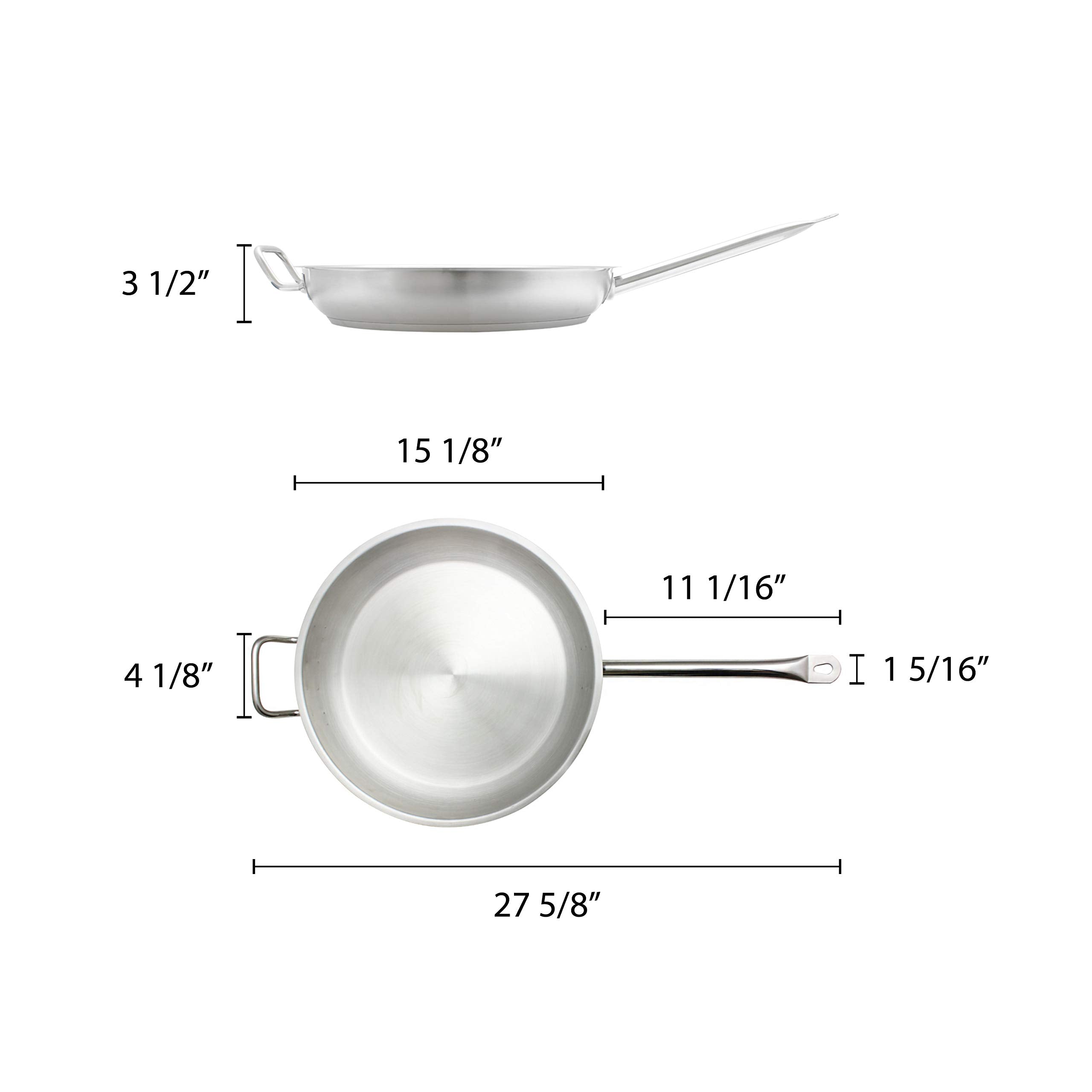 Thunder Group Stainless Steel Fry Pan, 14-Inch