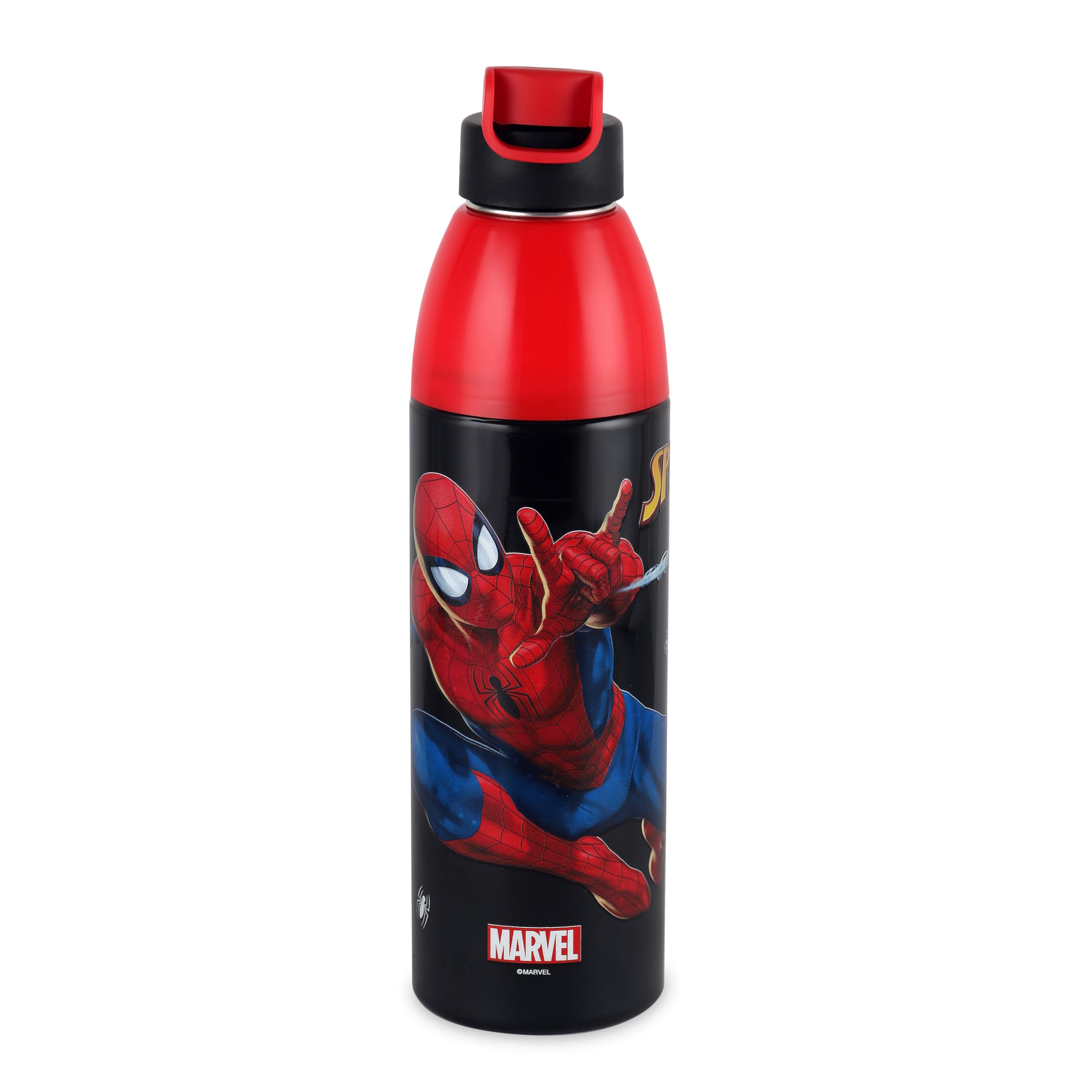 Cello Kidzbee Uranus 900 Spiderman Print Water Bottle 680Ml, Black | 3D Touch & Feel Spider-Man Design |Pu Insulated Inner Steel