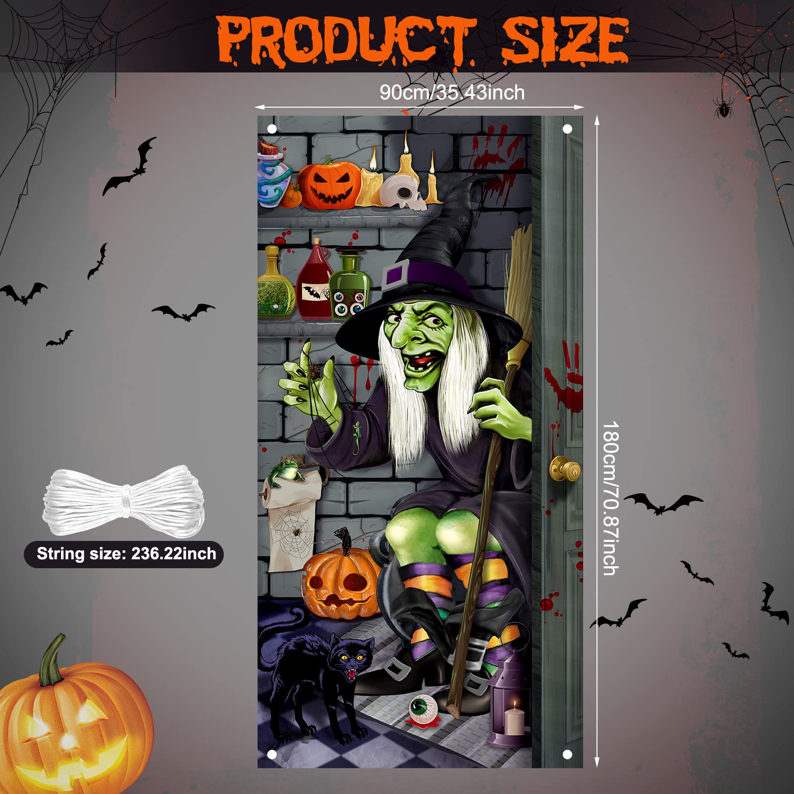 Halloween Witch Door Cover Large Witch Door Cover With Rope Halloween Door Decoration Witch Door Cover Photo Background For Hall