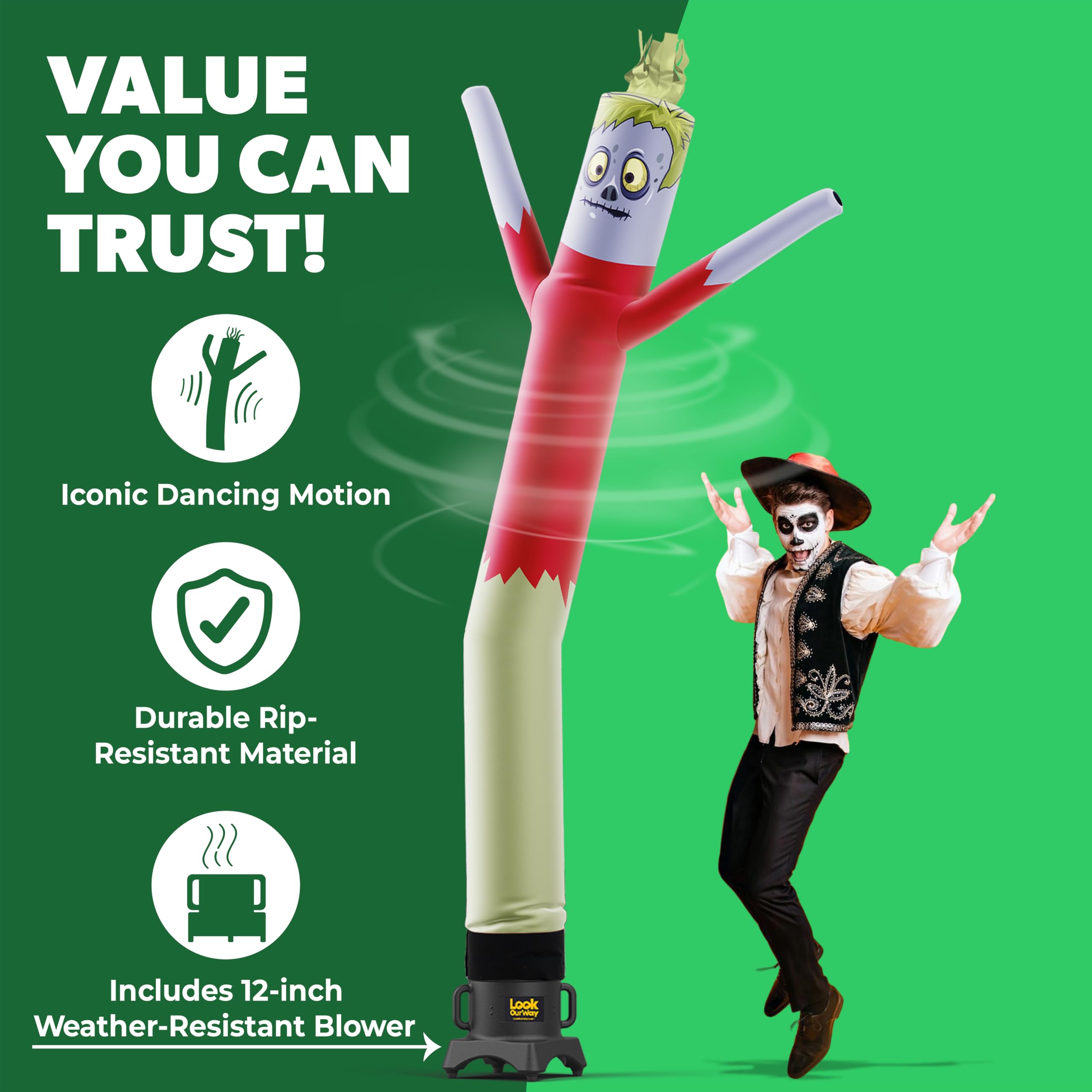 LookOurWay Halloween Air Dancers Inflatable Tube Man Set | 10ft Monster Wacky Waving Inflatable with 12-Inch Blower | Outdoor Ha