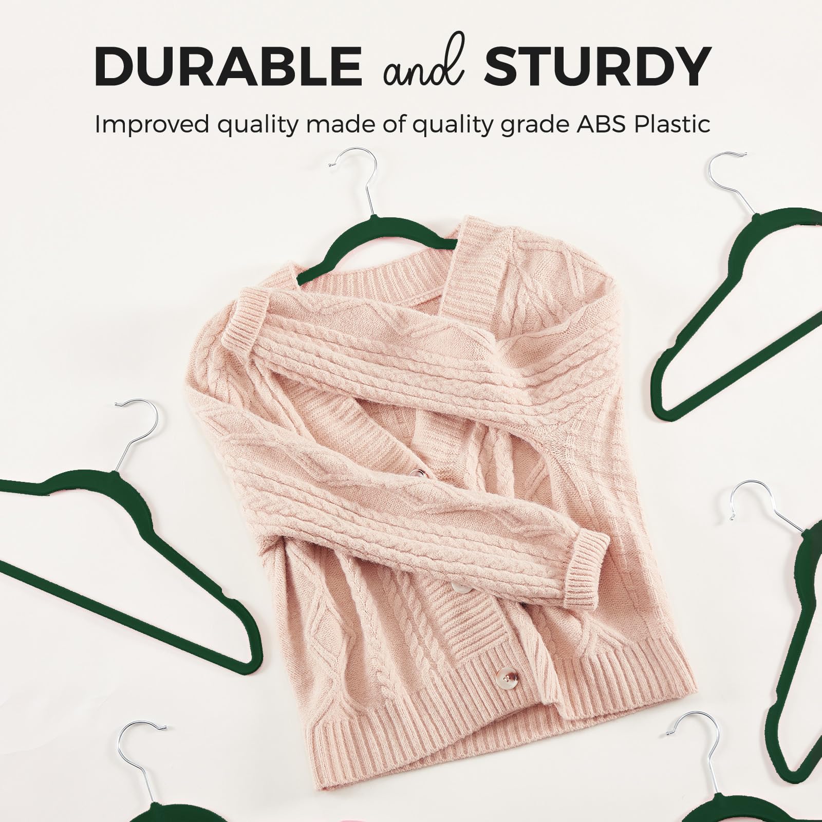 House Day Premium Velvet Hangers 50 Pack, Non-Slip Slim Flocked Felt Hangers, Durable & Sturdy Clothes Hangers | Heavy Duty Coat