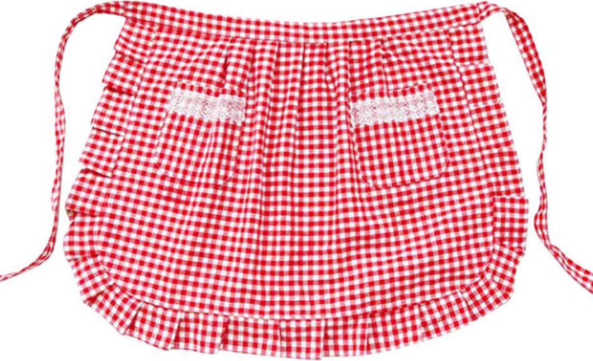 Crb Fashion Womens Waist Pocket Half Bistro Kitchen Cooking Apron (Red)