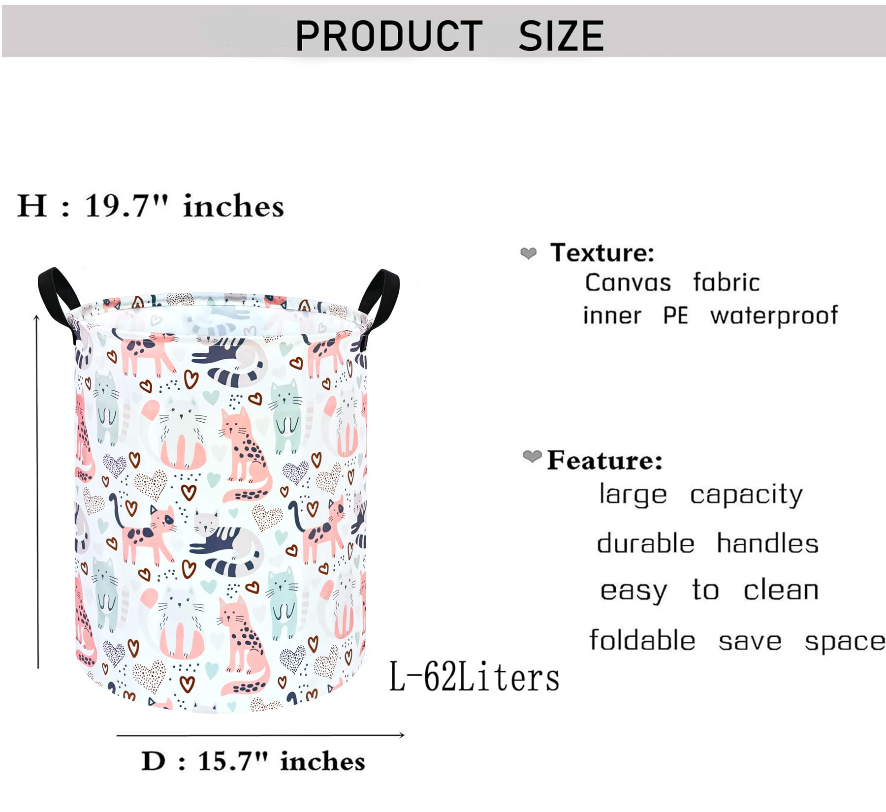 Kunro Laundry Basket Nursery Hamper Kids Storage Bin Baby Toy Organizer Box Gift Basket For Room Decor