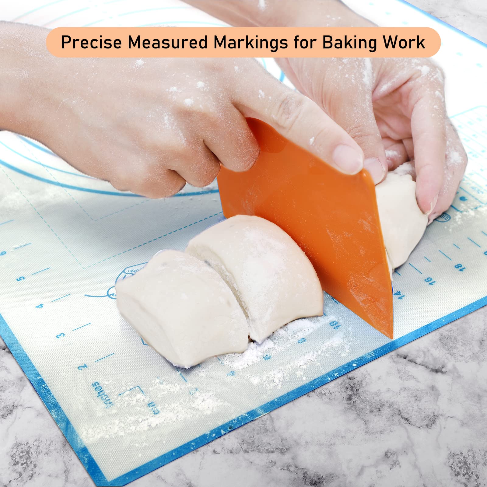 Silicone Pastry Mat with Measurement  Kids Rolling Mat for Fondant  Rolling Dough  Pie Crust  Pizza and Cookies  Baking Mat 12'' x 16''  Blue