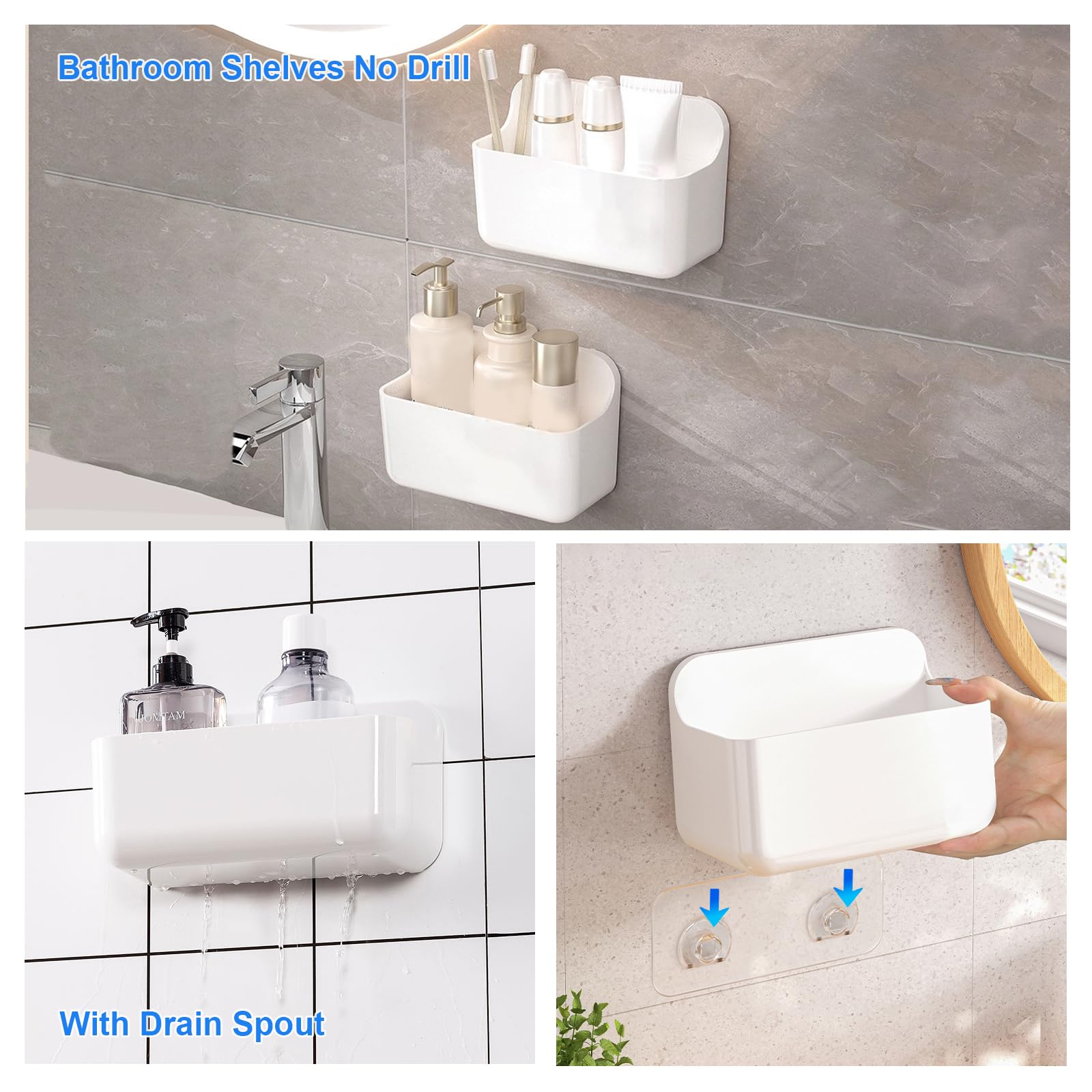 2Pc Clear Wall Mount Organizer, Adhesive Cabinet Door Organizer,Self Adhesive Organizer For Wall,Shower Caddy No Drilling Hang W