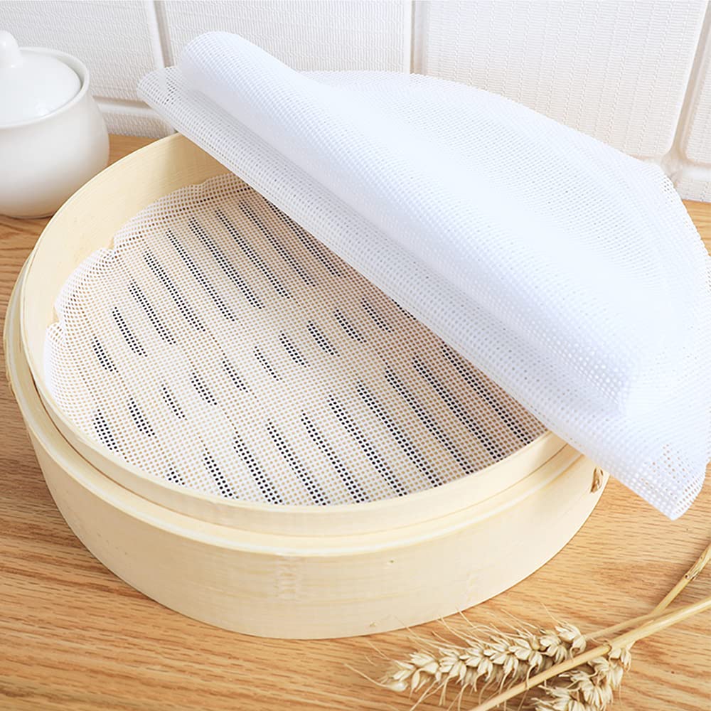 10 Pcs Silicone Steamer Mesh Mat 7 Inch Round Silicone Steamer Liners Mat Reusable Bun Steamer Pad Non-Stick Dim Sum Mesh For Ho