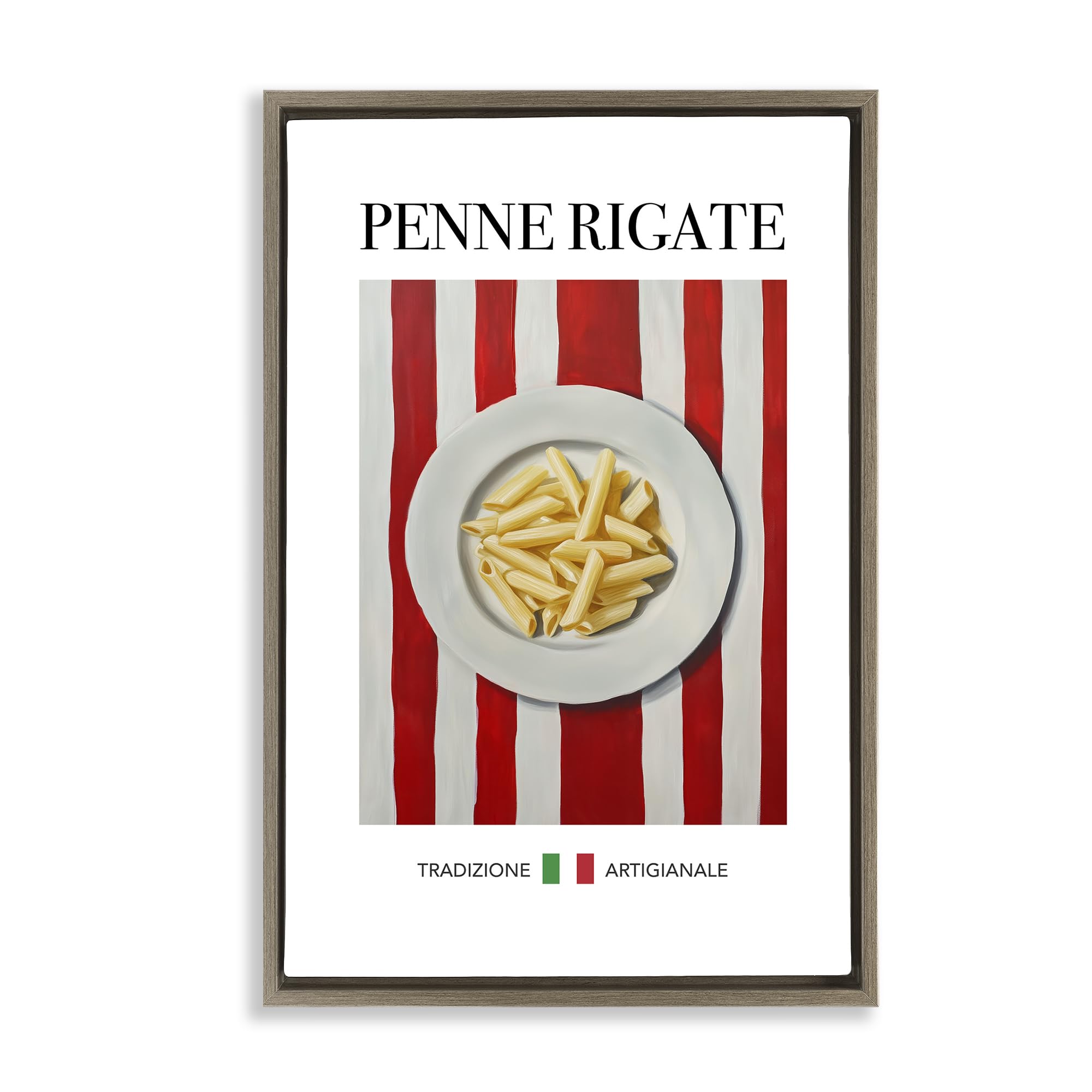 Stupell Industries Traditional Penne Rigate Pasta Brown Framed Floater Canvas Wall Art, design by Andreas Magnusson, 21 x 31