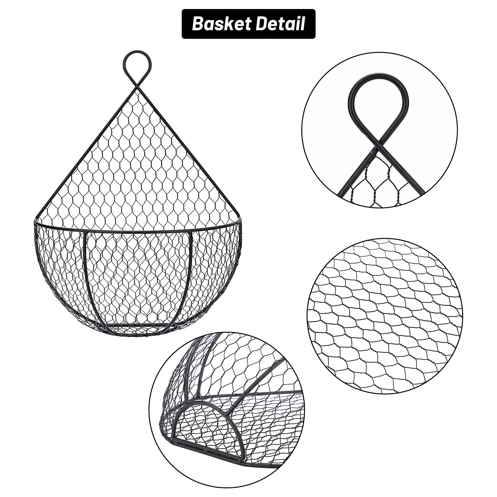 Bstkey Set Of 2,Wall-Mounted Hanging Metal Fruit Vegetable Baskets Hanging Produce Bins For Flowers, Decorations,Veggies,Decorat