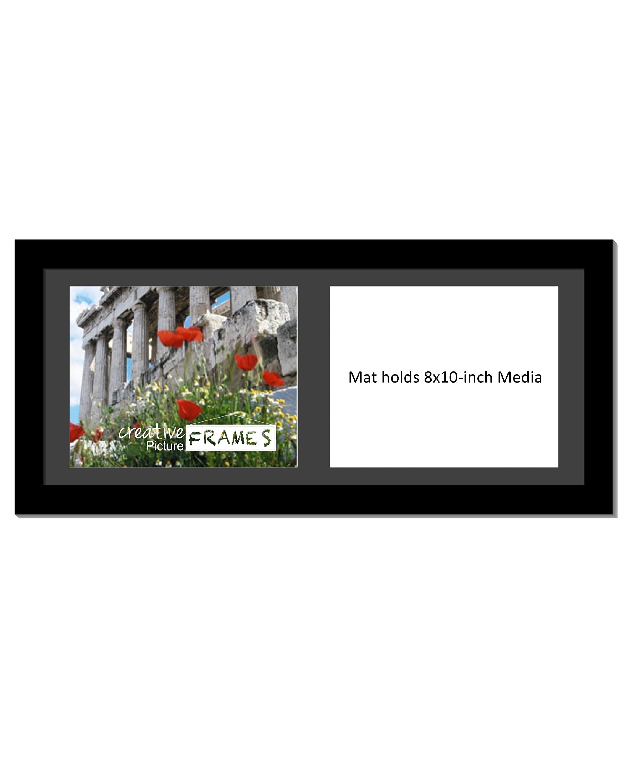 CreativePF [1024bk] Black Picture Frame With Black Mat/White Core Core To Hold 8x10-inch Media, Includes Installed Sawtooth Hang