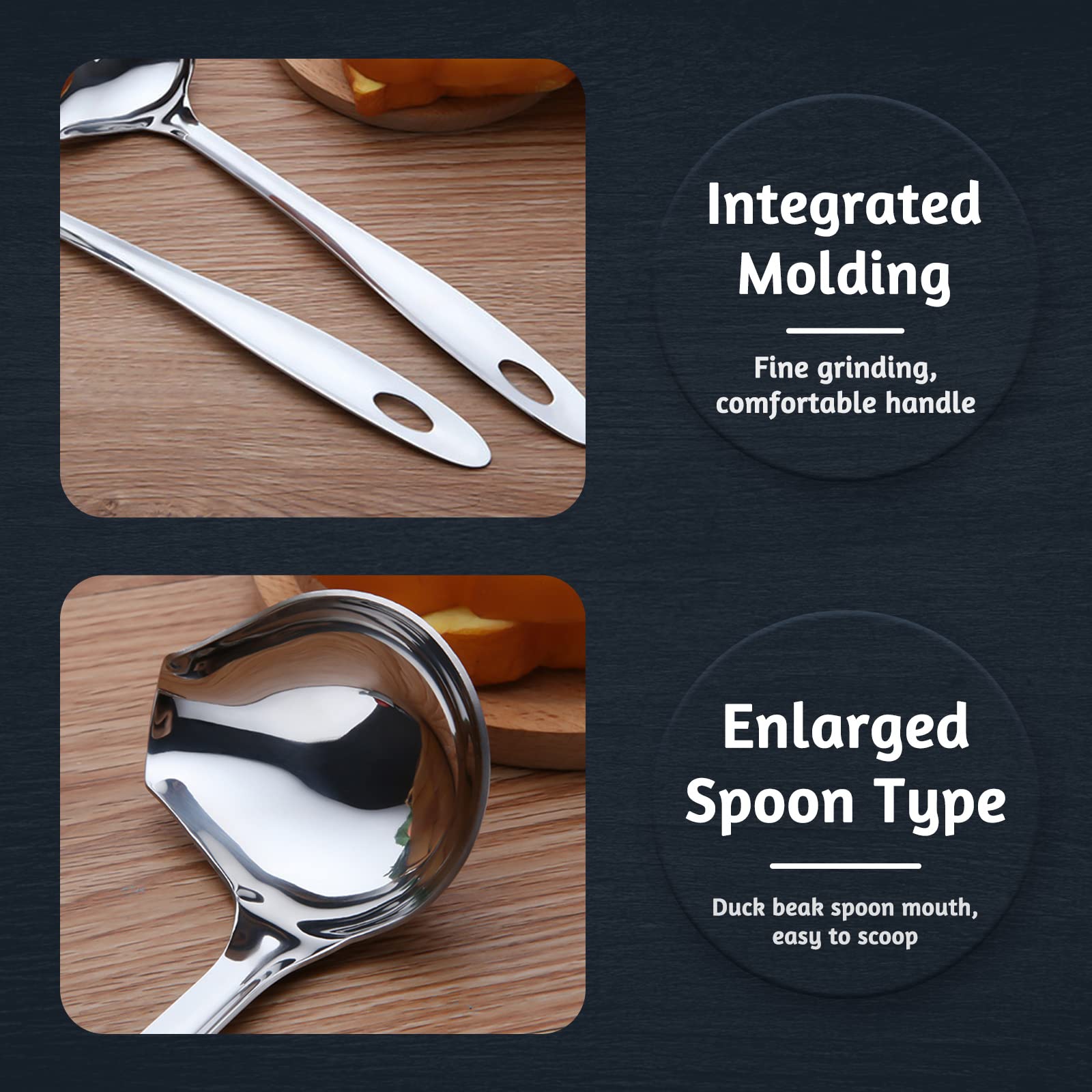 2 PCS Gravy Ladle with Pour Spout  10.6 inch Long Handle Sauce Ladle  Stainless Steel Saucier Drizzle Spoon for Spooning Gravies Sauces Dressings Kitchen Utensil