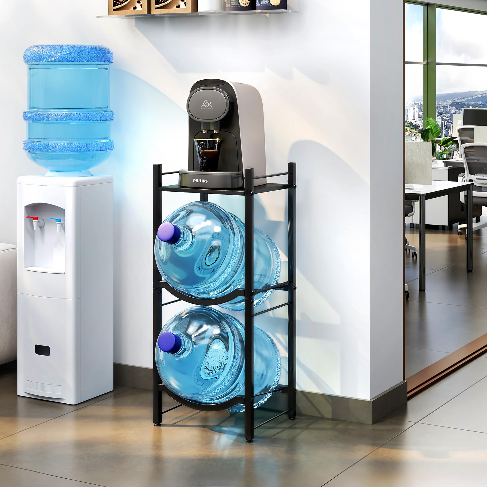Tc-Homeny 5 Gallon Water Jug Holder, 3-Tier Water Bottle Rack For 5 Gallon Water Dispenser, Water Jug Rack Organizer, Water Jug
