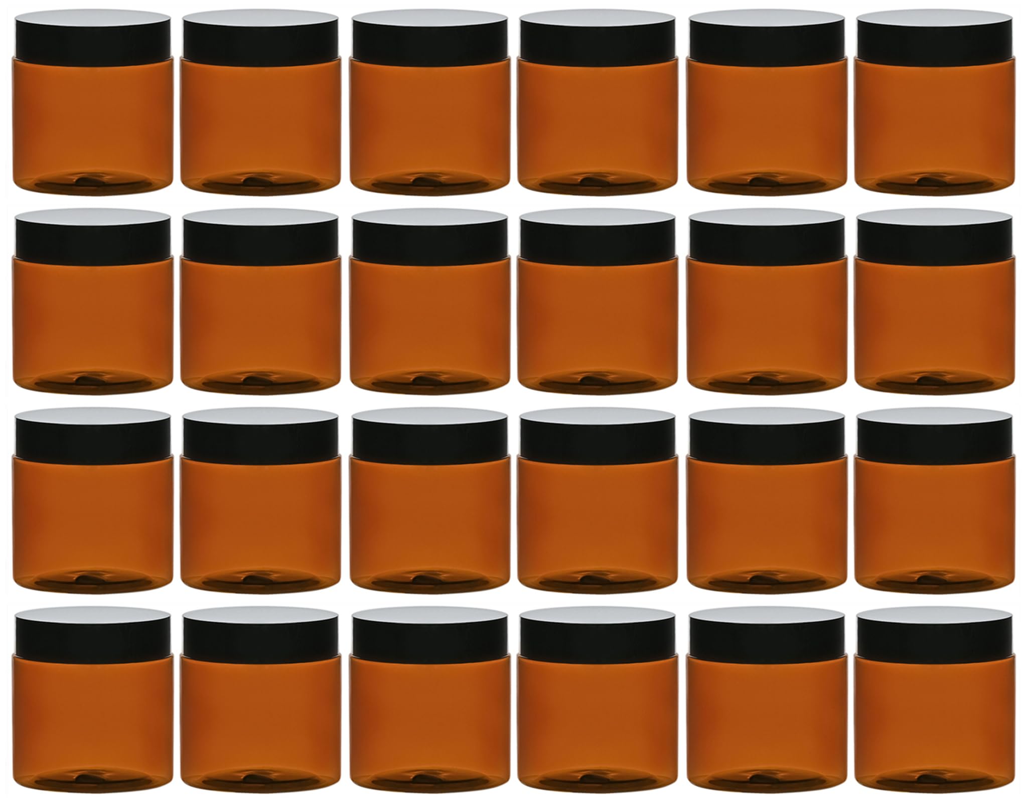 Tuzazo 2 Oz Amber Plastic Cosmetic Jars Leak Proof Small Container With Lids For Cream, Lotion, Powder, Ointments, Beauty Produc