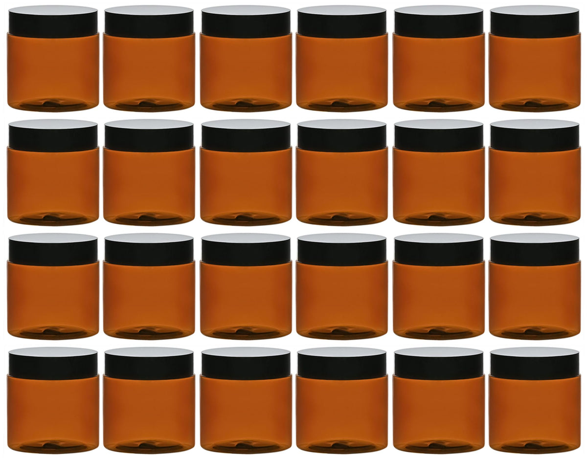 Tuzazo 2 Oz Amber Plastic Cosmetic Jars Leak Proof Small Container With Lids For Cream, Lotion, Powder, Ointments, Beauty Produc