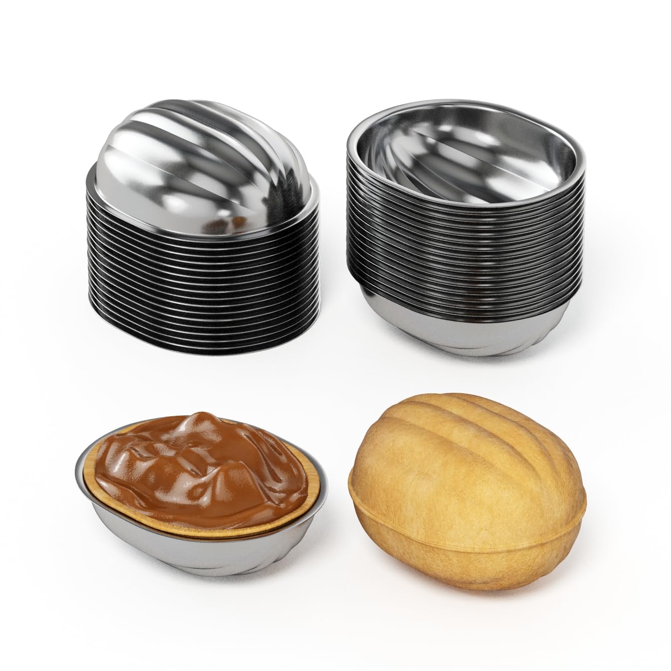BIOL Oreshki Mold 60 Pcs Metal Walnut Cookie Baking Forms Oreshnitsa Maker