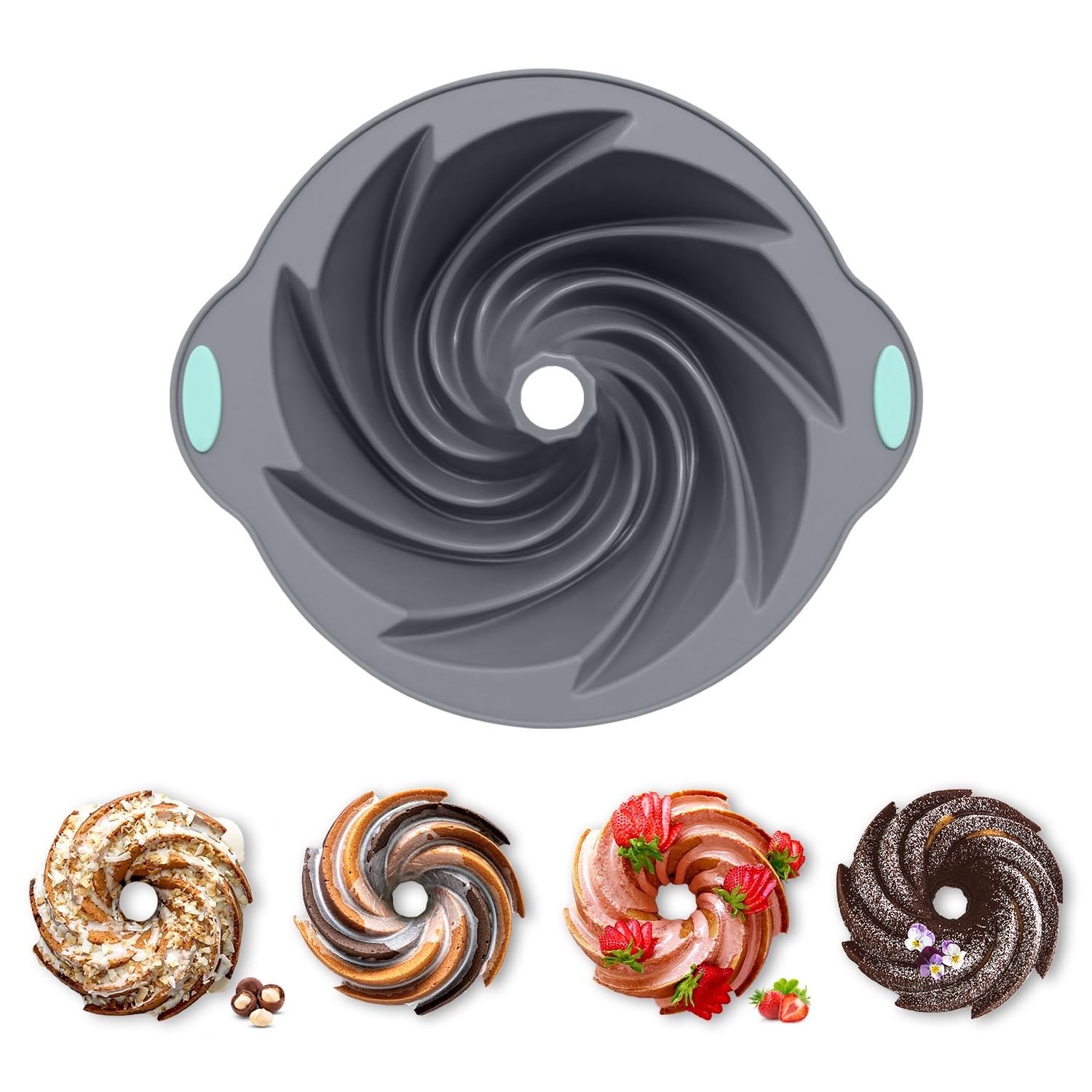 Chicrinum Silicone Bunte Cake Pan  Non-Stick 10-Inch Food Grade Silicone Cake Mold  Silicone Baking Pan with Metal Reinforced Frame More Strength
