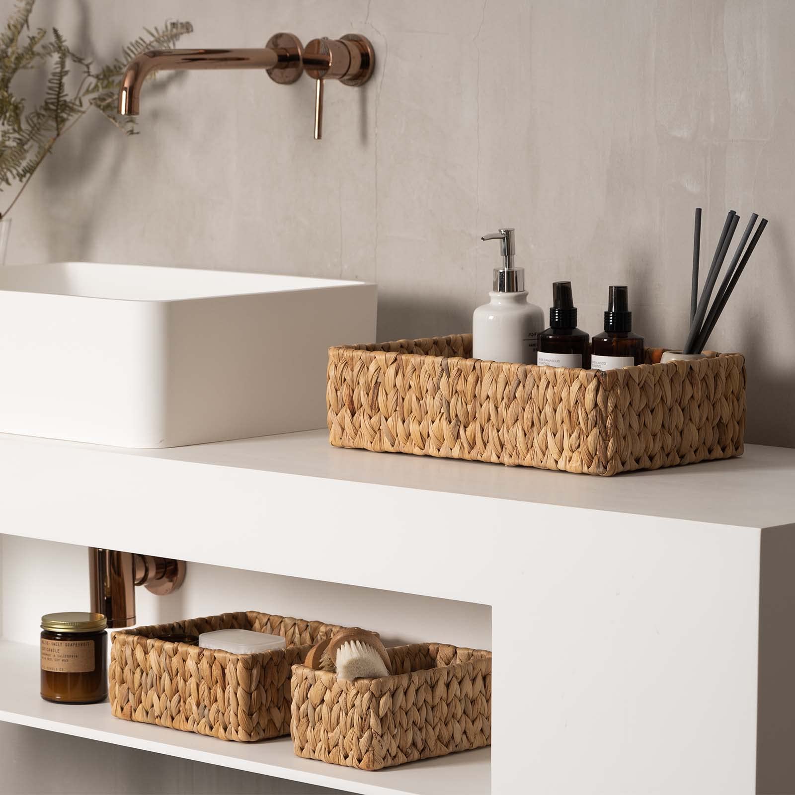 FairyHaus Wicker Baskets for Organizing 3Pack  Large and Small Wicker Storage Baskets Set  Hand Woven Baskets for Storage  Natural Water Hyacinth Storage Baskets for Pantry Shelf