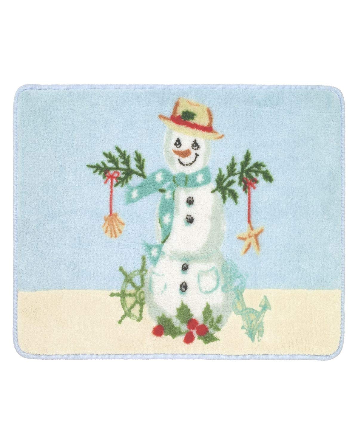 Avanti Linens - Bath Mat, Cotton Bath Rug With Non-Slip Backing, Christmas Decorations (Coastal Snowman Collection, 20'' X 30'')