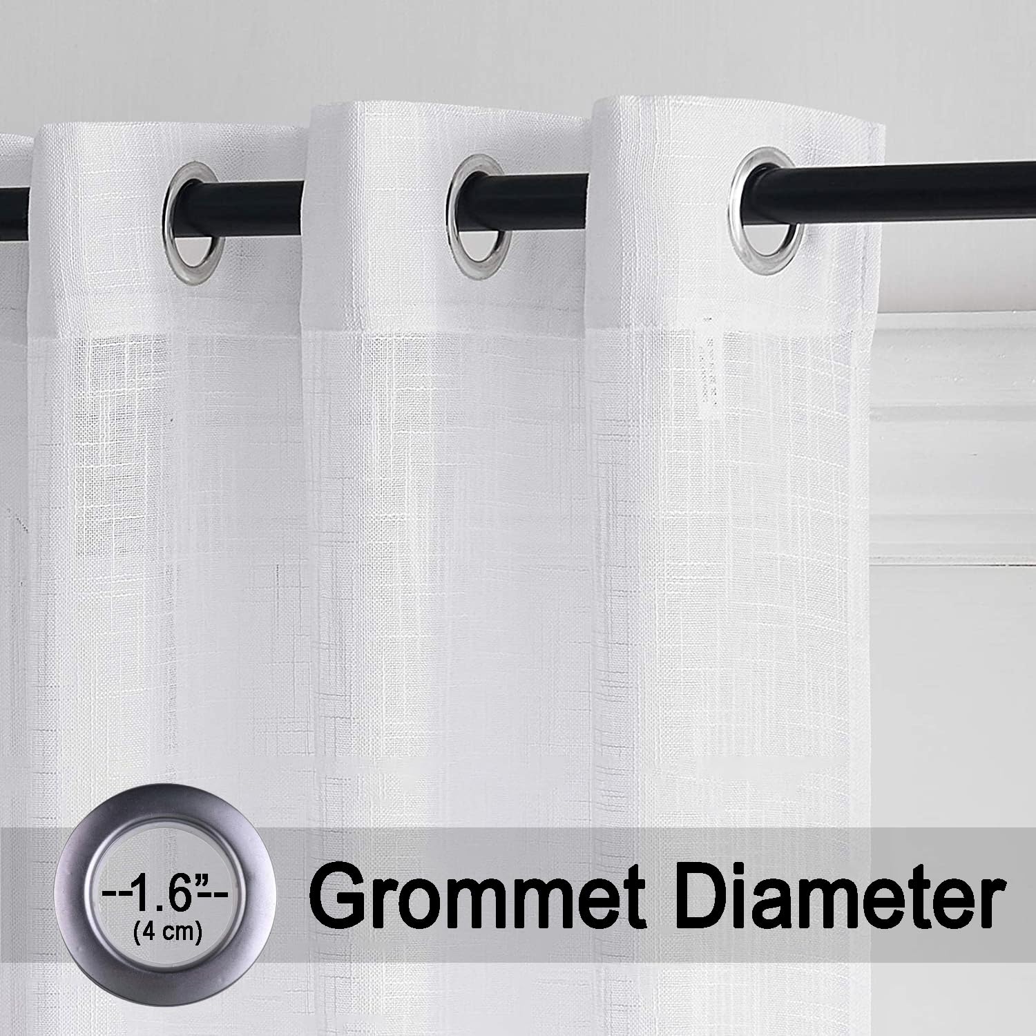 HOMEMONDE Solid Sheer Curtain Set for Window 5 Feet, Linen Textured Plain Sheer Window Curtain for Home Decor, Hangs Elegantly w