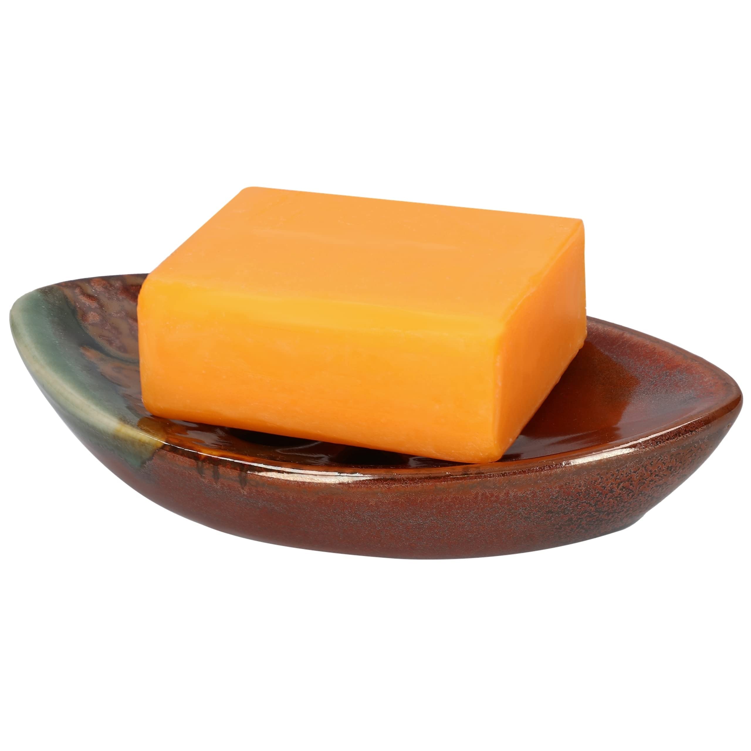 Lungmongkol Shop Ceramic Soap Dish With Self Draining Tray For Bathroom, Kitchen (Reddish Brown) 6.25 X 3.75 X 1 Inches (Lxwxh)