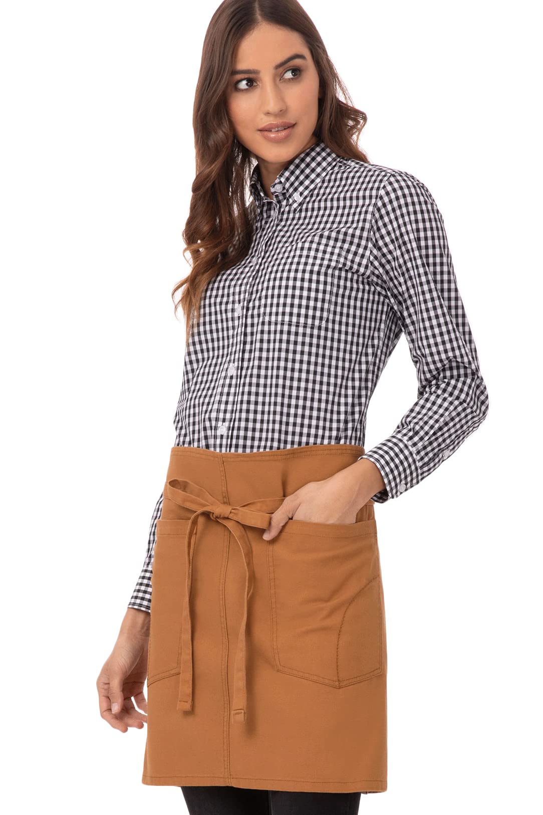 Chef Works Unisex Rockford Half Bistro Apron, Nutmeg, 0