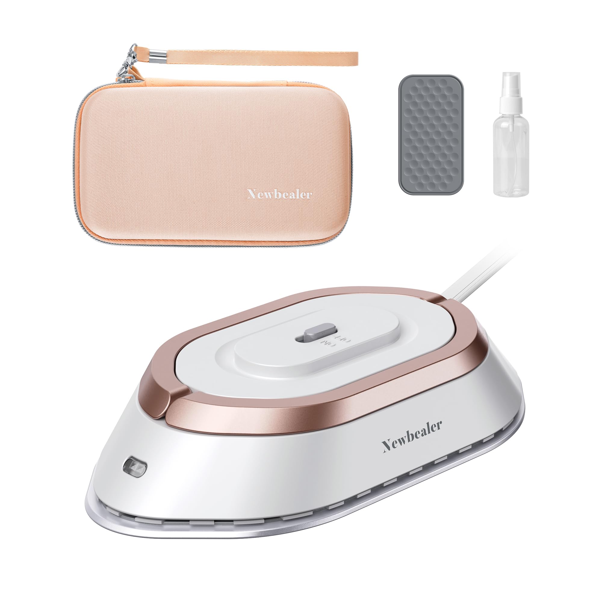 Newbealer Travel Iron with Global Voltage, 100-240V Mini Dry Iron for Clothes (No Steam), Max 300W, 60s Heat Up, 302? Non-Stick 